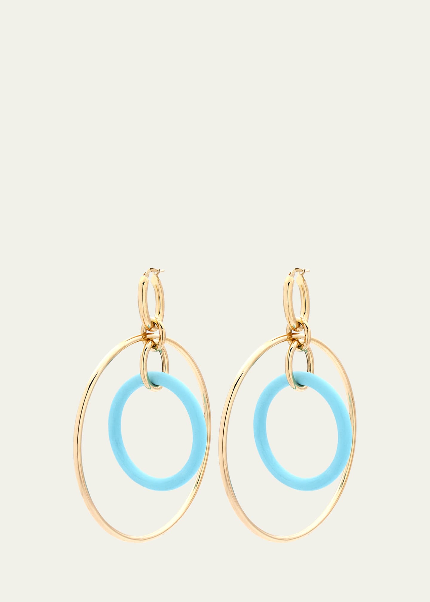 FARAONE MENNELLA by R.F.M.A.S. 18K Yellow Gold Large Turquoise Orbite Earrings Image 1 of 3