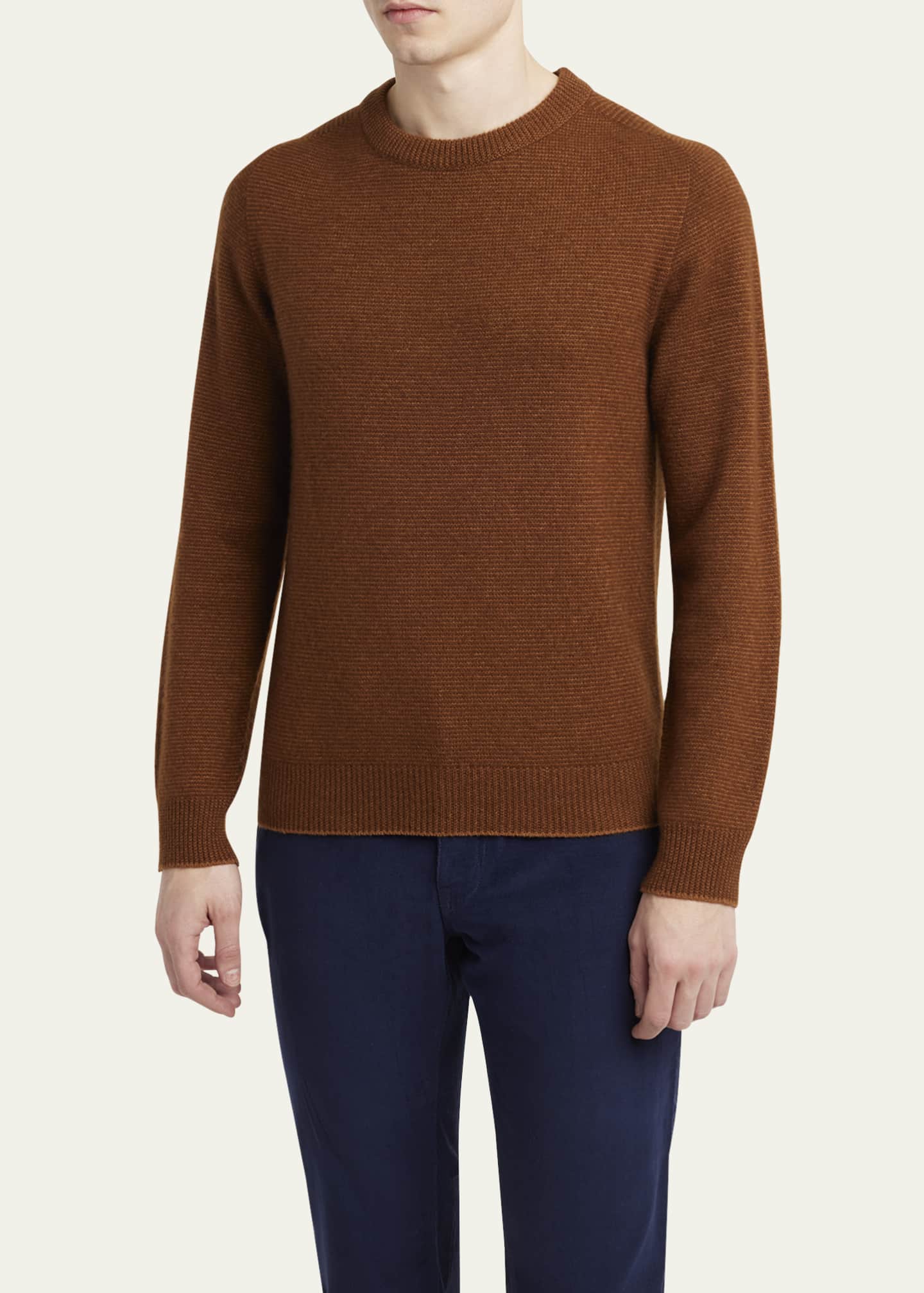 Brioni Men's Cashmere and Silk Knit Crewneck Sweater Image 4 of 5