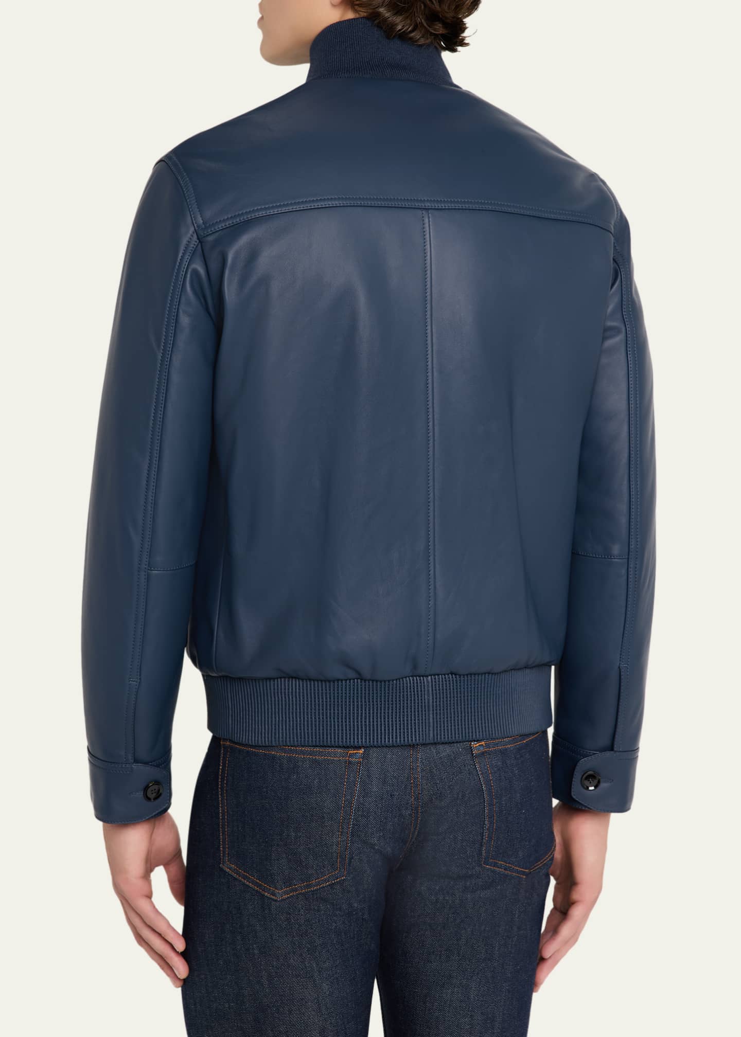 Brioni Men's Leather Button-Front Blouson - Bergdorf Goodman