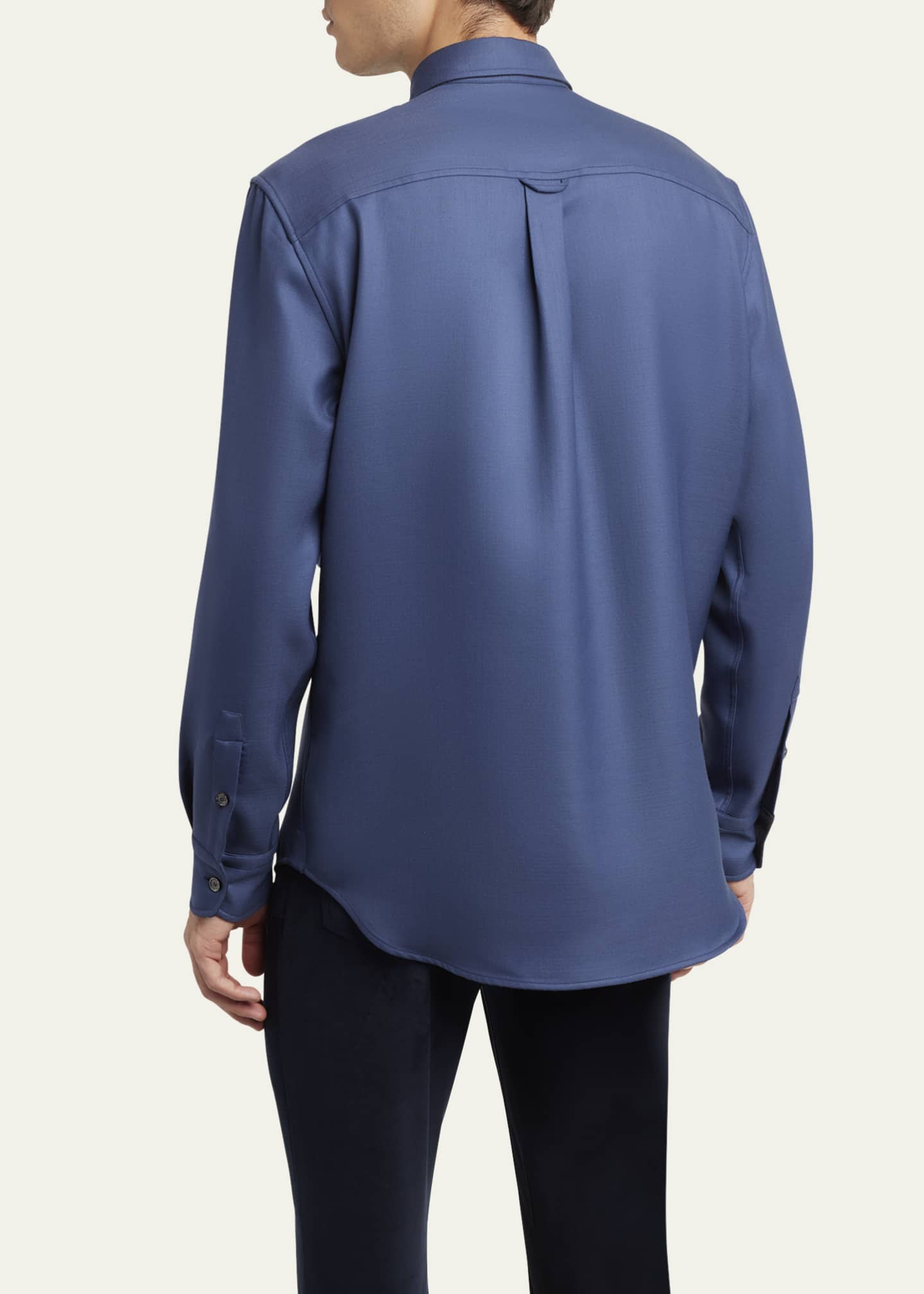 Brioni Men's Wool Twill Double-Pocket Military Shirt Image 3 of 5
