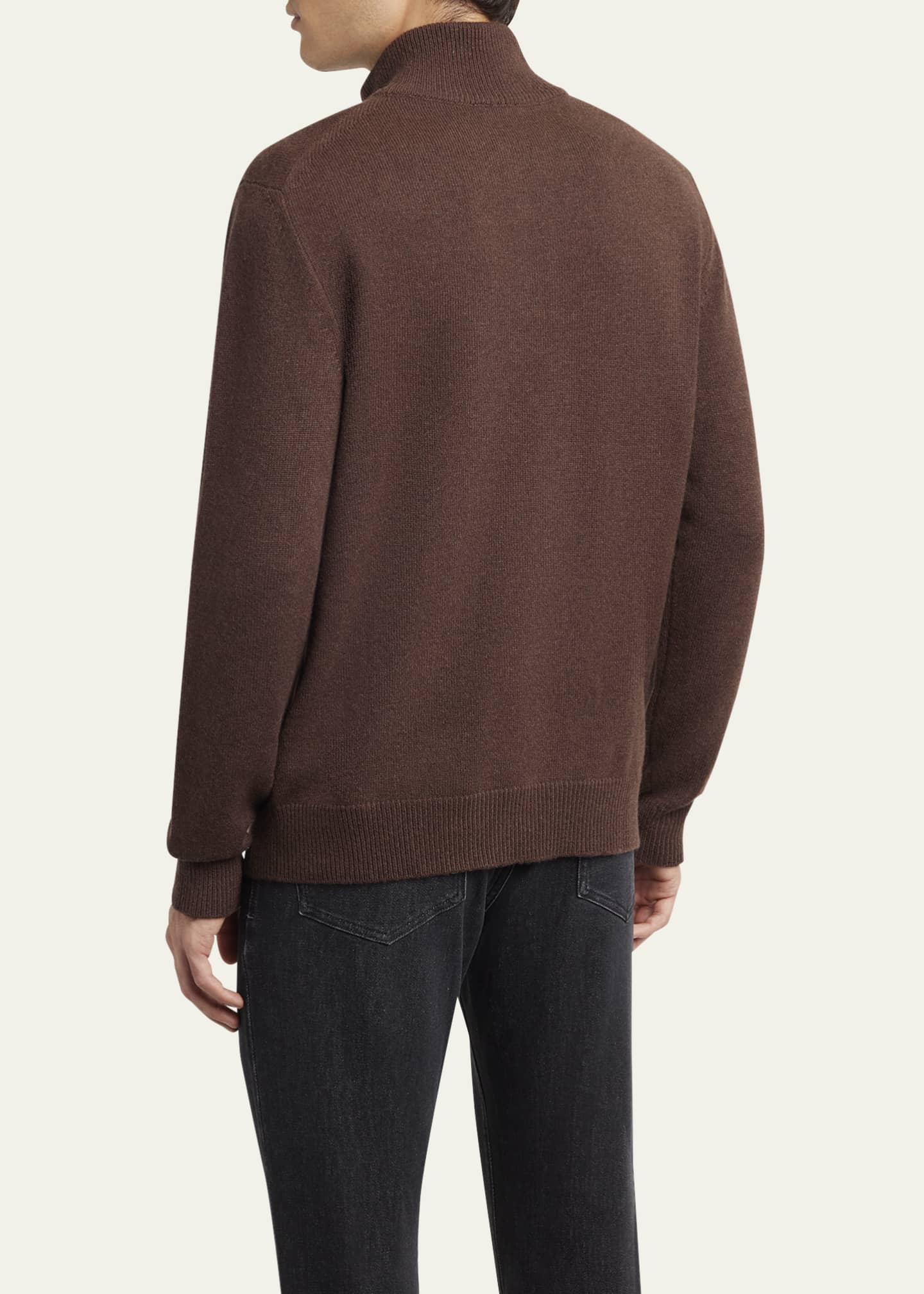 Brioni Men's Cashmere Button Mock-Neck Sweater Image 3 of 5