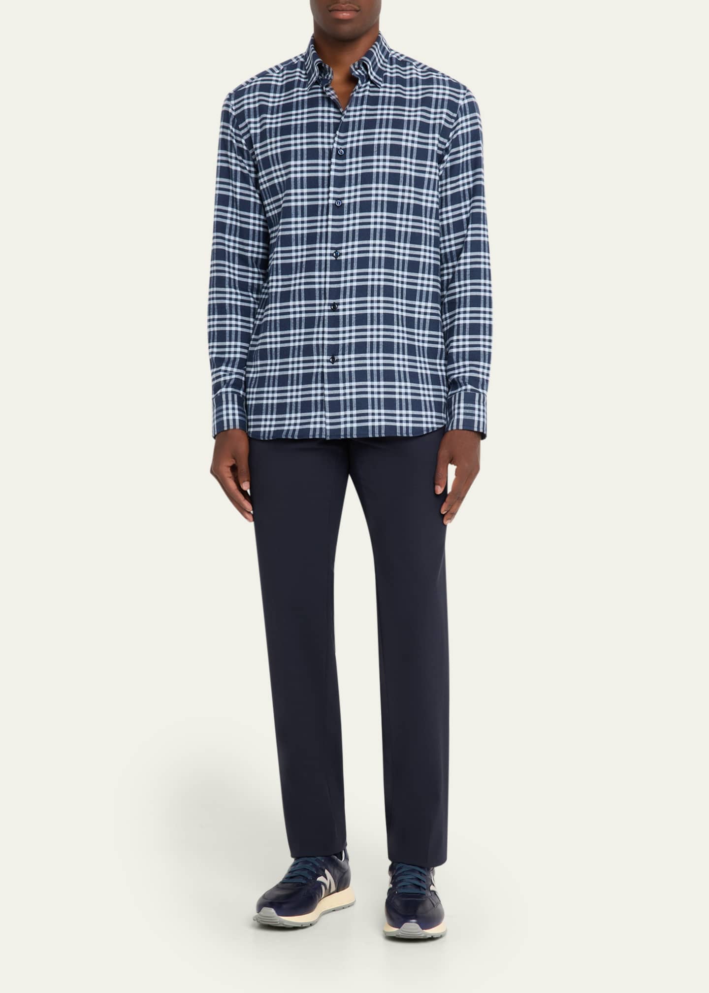 Brioni Men's Cotton Flannel Check Shirt Image 2 of 5