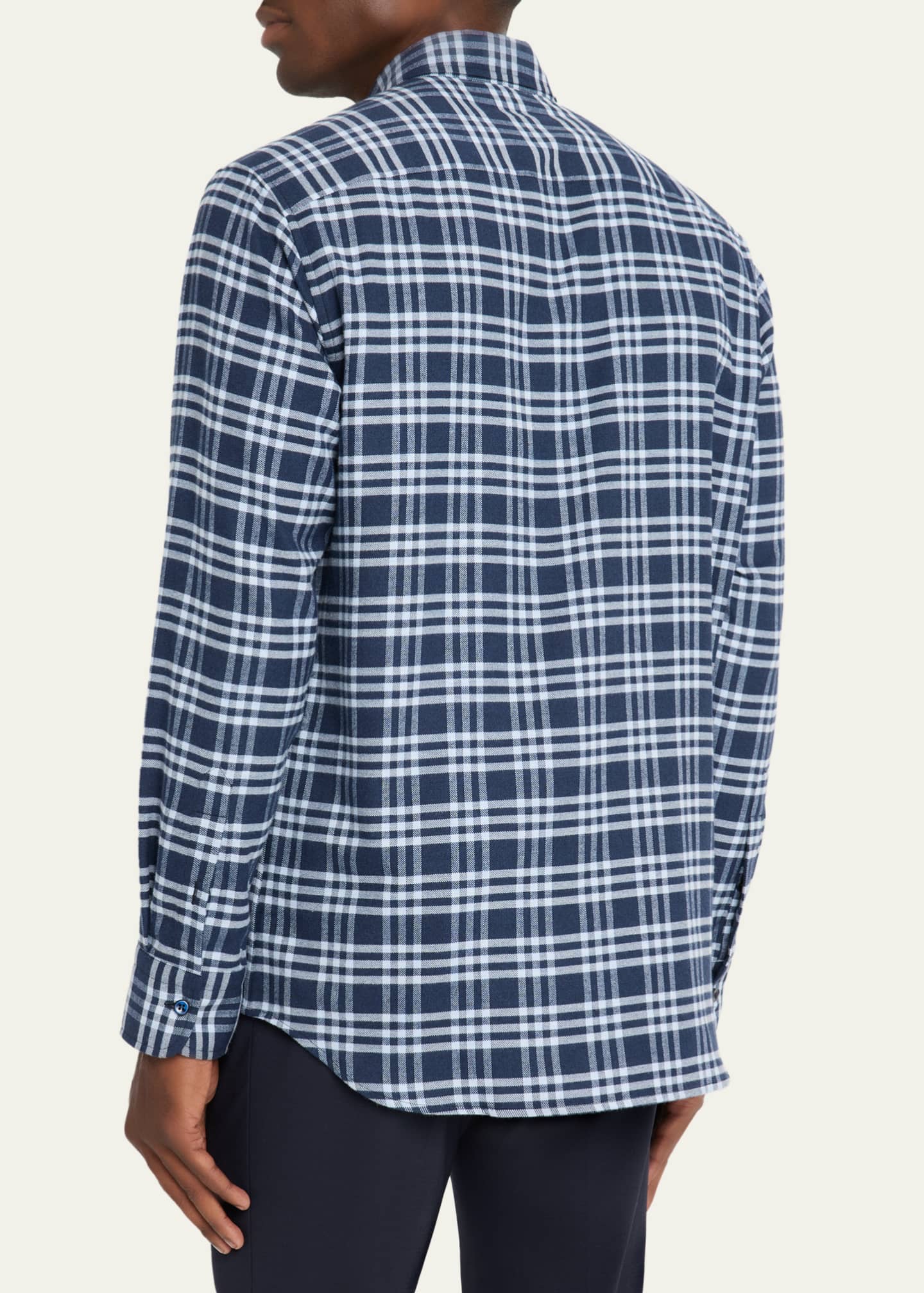 Brioni Men's Cotton Flannel Check Shirt Image 3 of 5