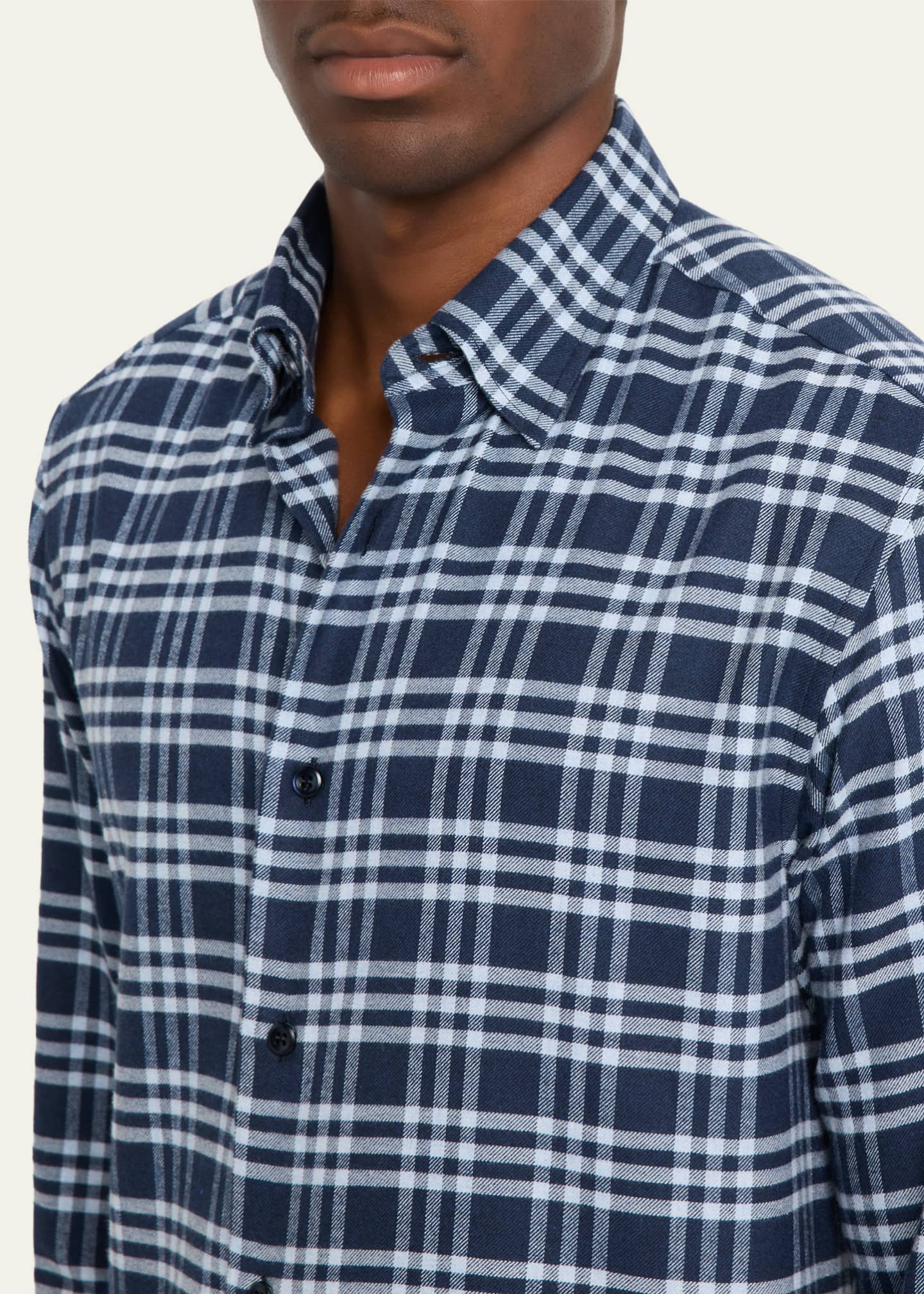 Brioni Men's Cotton Flannel Check Shirt Image 5 of 5