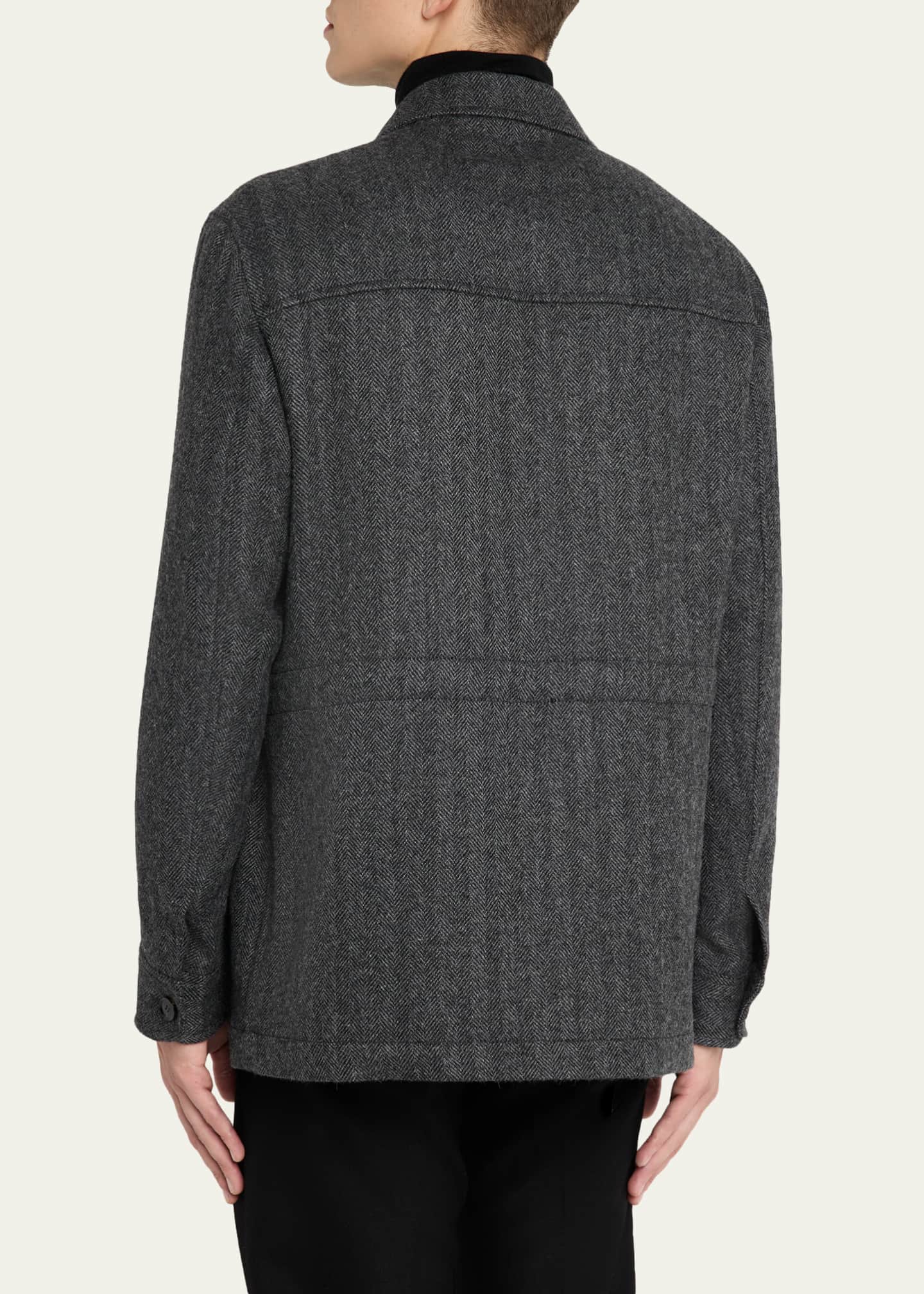 Brioni Men's Baby Alpaca Herringbone Jacket - Bergdorf Goodman