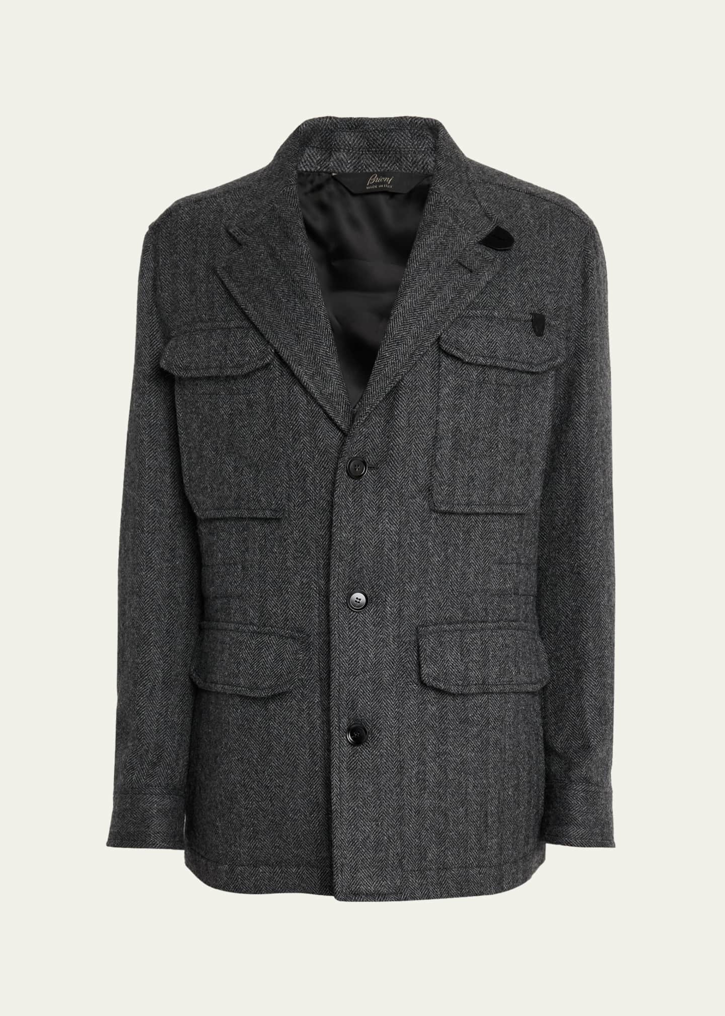 【 VINTAGE 】Brioni TAILORED JACKET WOOL Brioni Men's Baby Alpaca Herringbone Jacket - Bergdorf Goodman