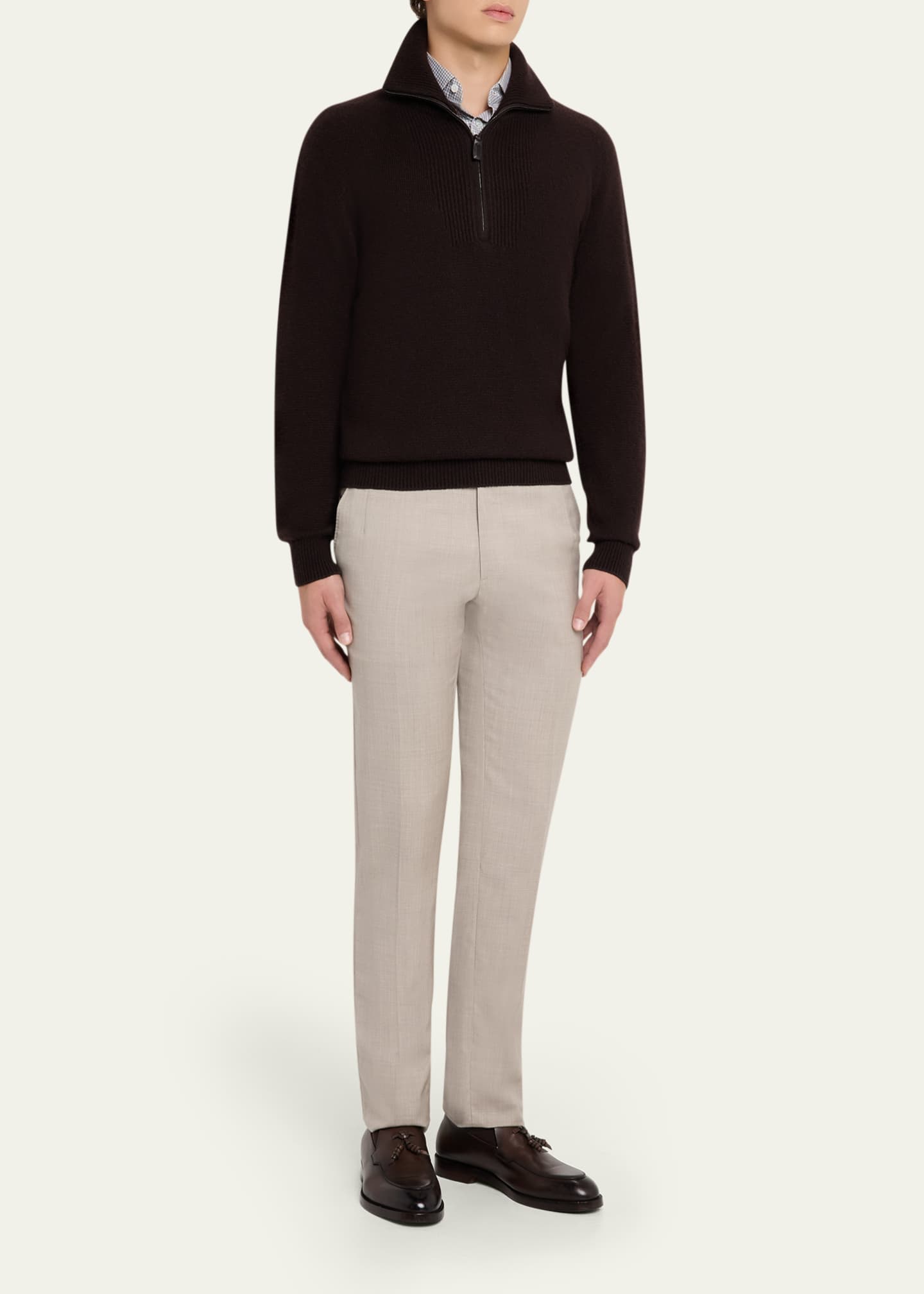 Brioni Men's Cashmere and Silk Knit Half-Zip Sweater - Bergdorf