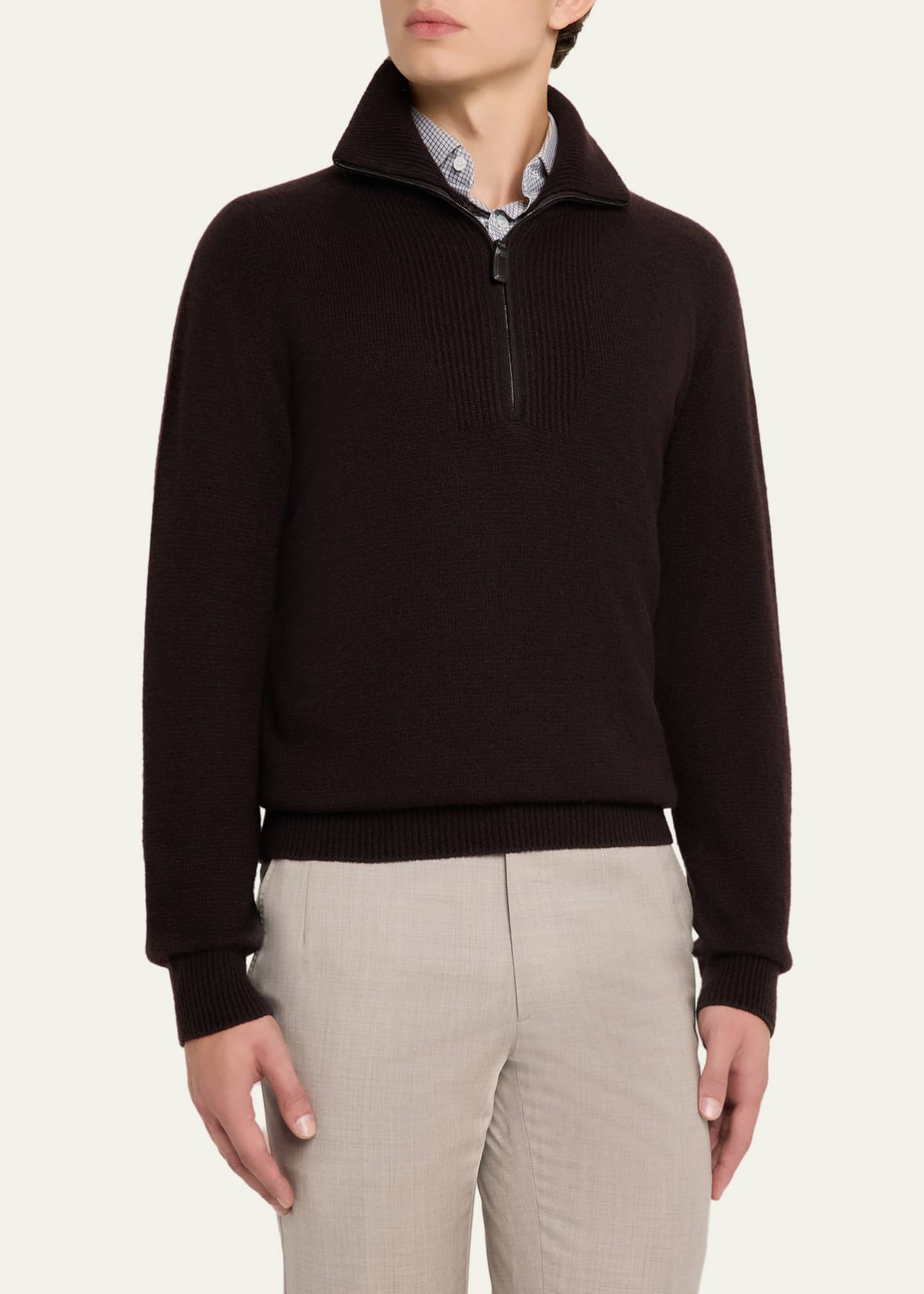 Brioni Men's Cashmere and Silk Knit Half-Zip Sweater - Bergdorf