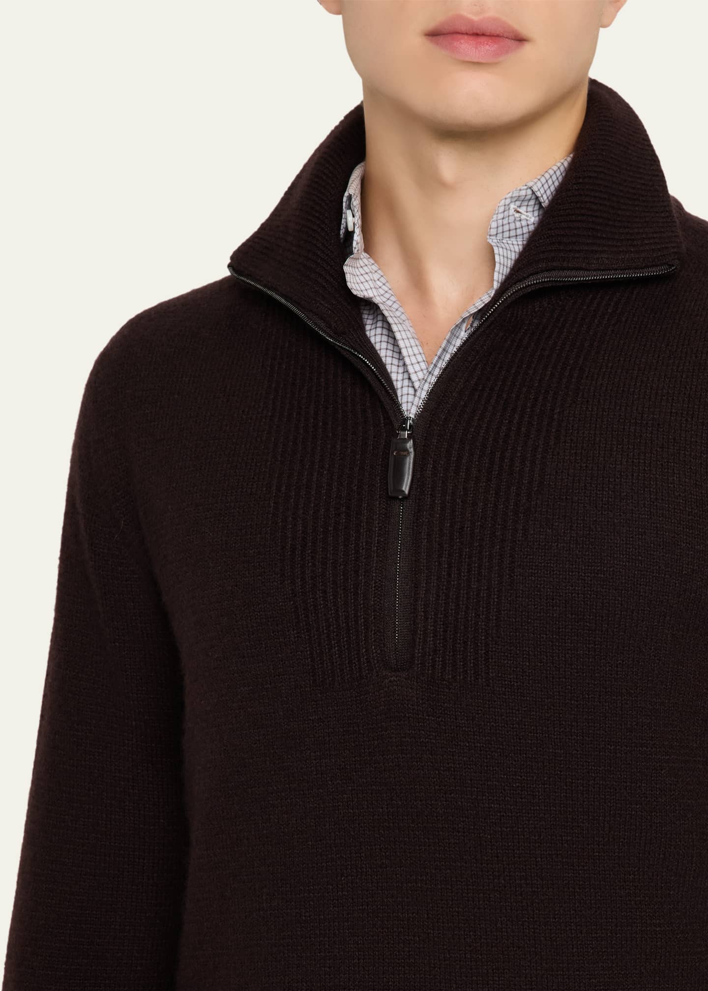 Brioni Men's Cashmere and Silk Knit Half-Zip Sweater