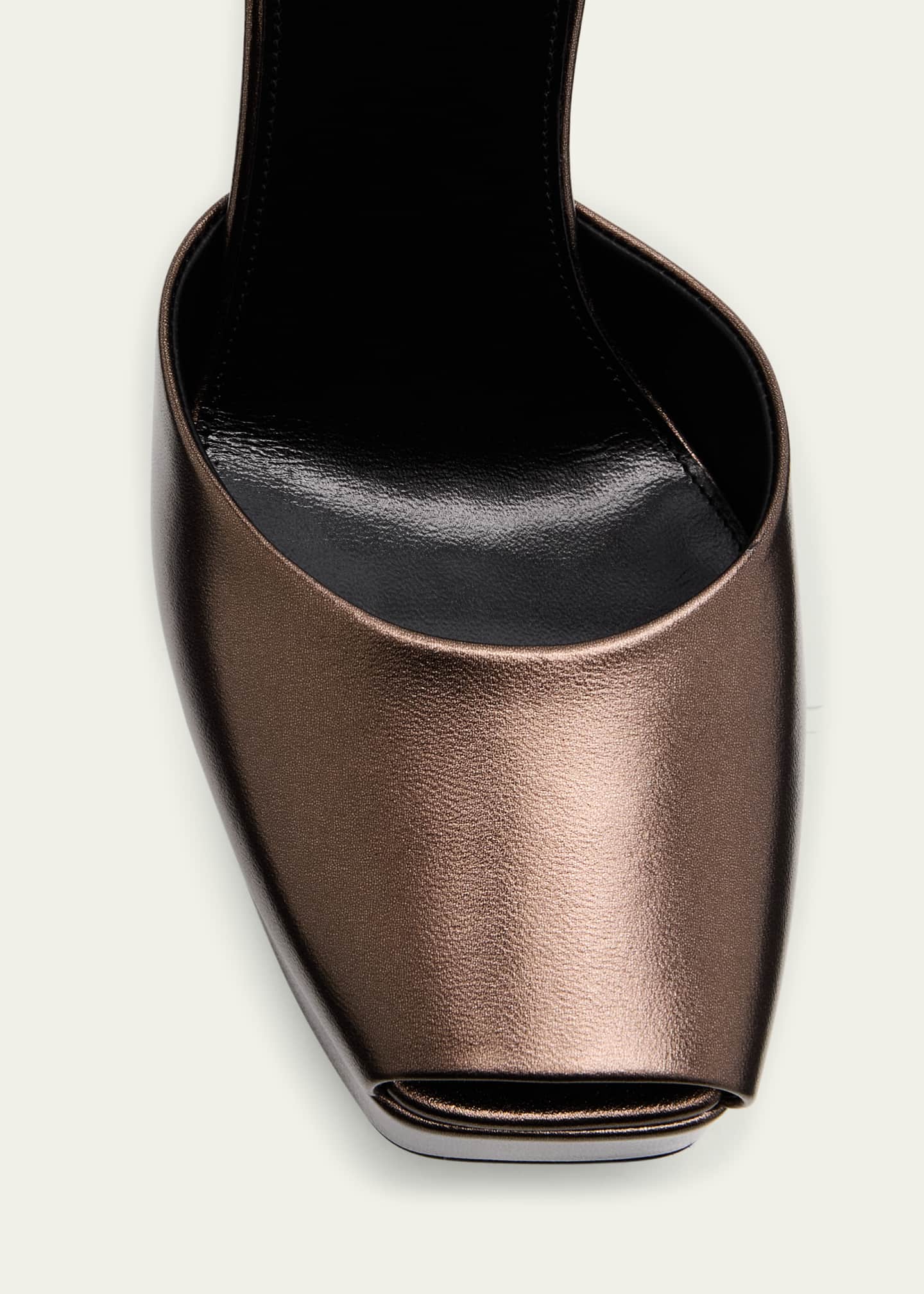 Saint Laurent La Scandale Metallic Leather Ankle-Strap Sandals Image 6 of 6