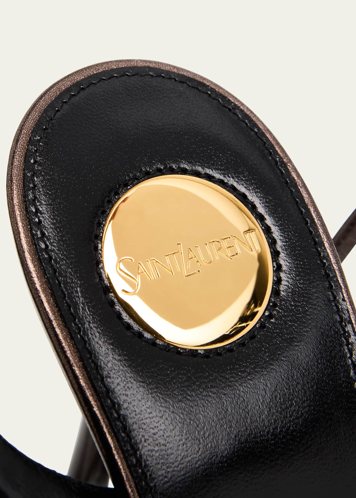Saint Laurent La Scandale Metallic Leather Ankle-Strap Sandals Image 5 of 6
