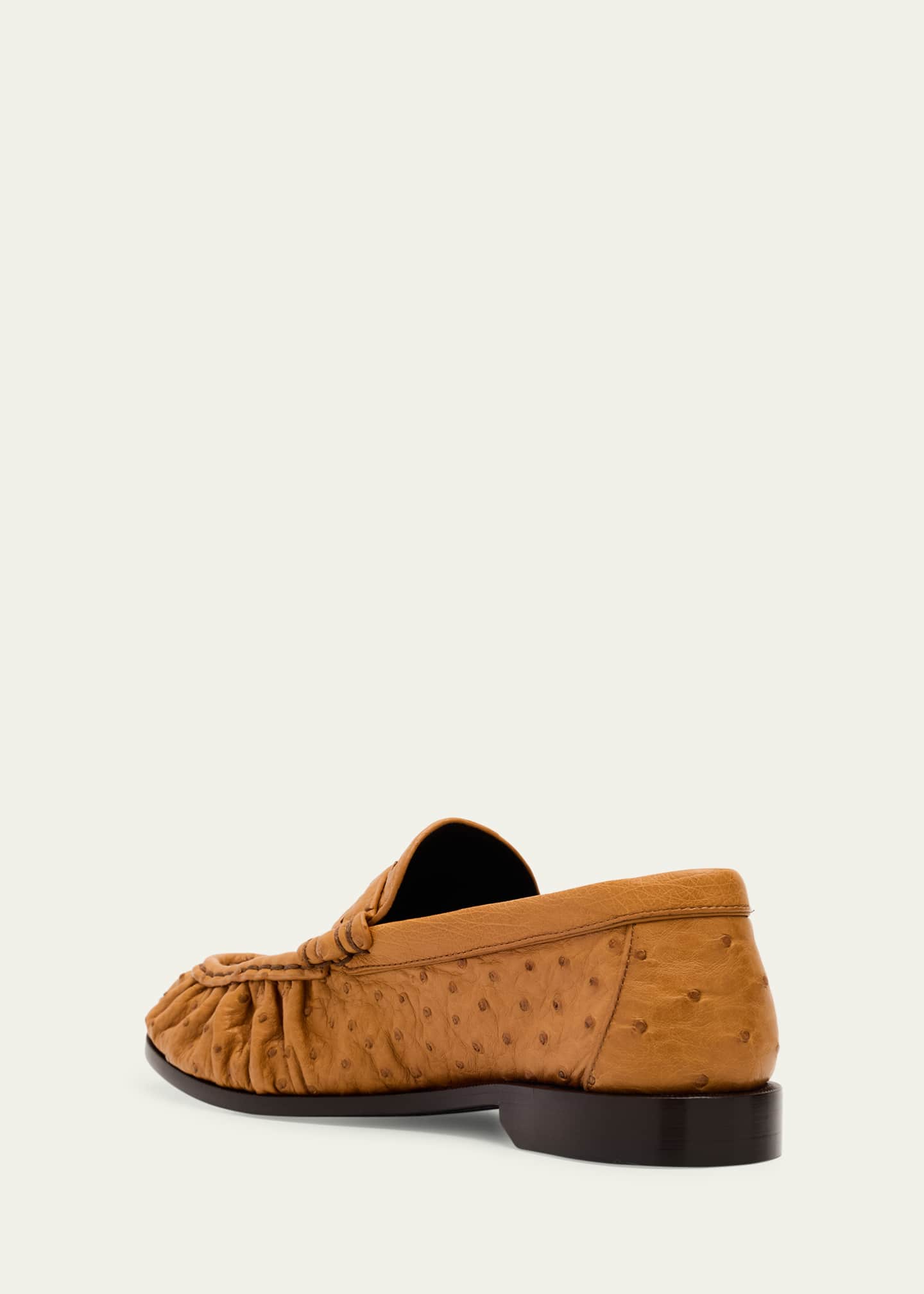 Saint Laurent Le Ostrich Leather YSL Penny Loafers Image 4 of 6