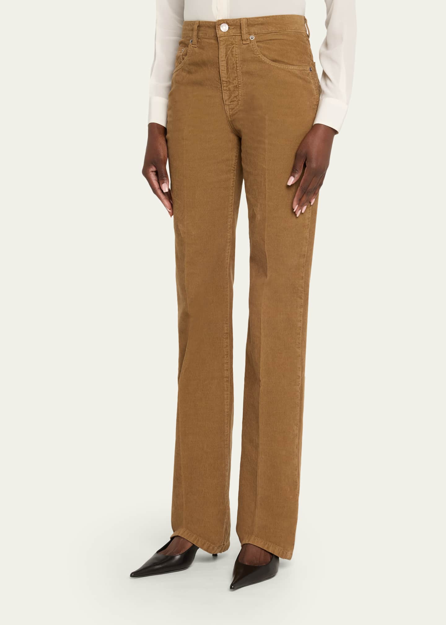Saint Laurent Corduroy Bootcut-Leg Pants - Bergdorf Goodman