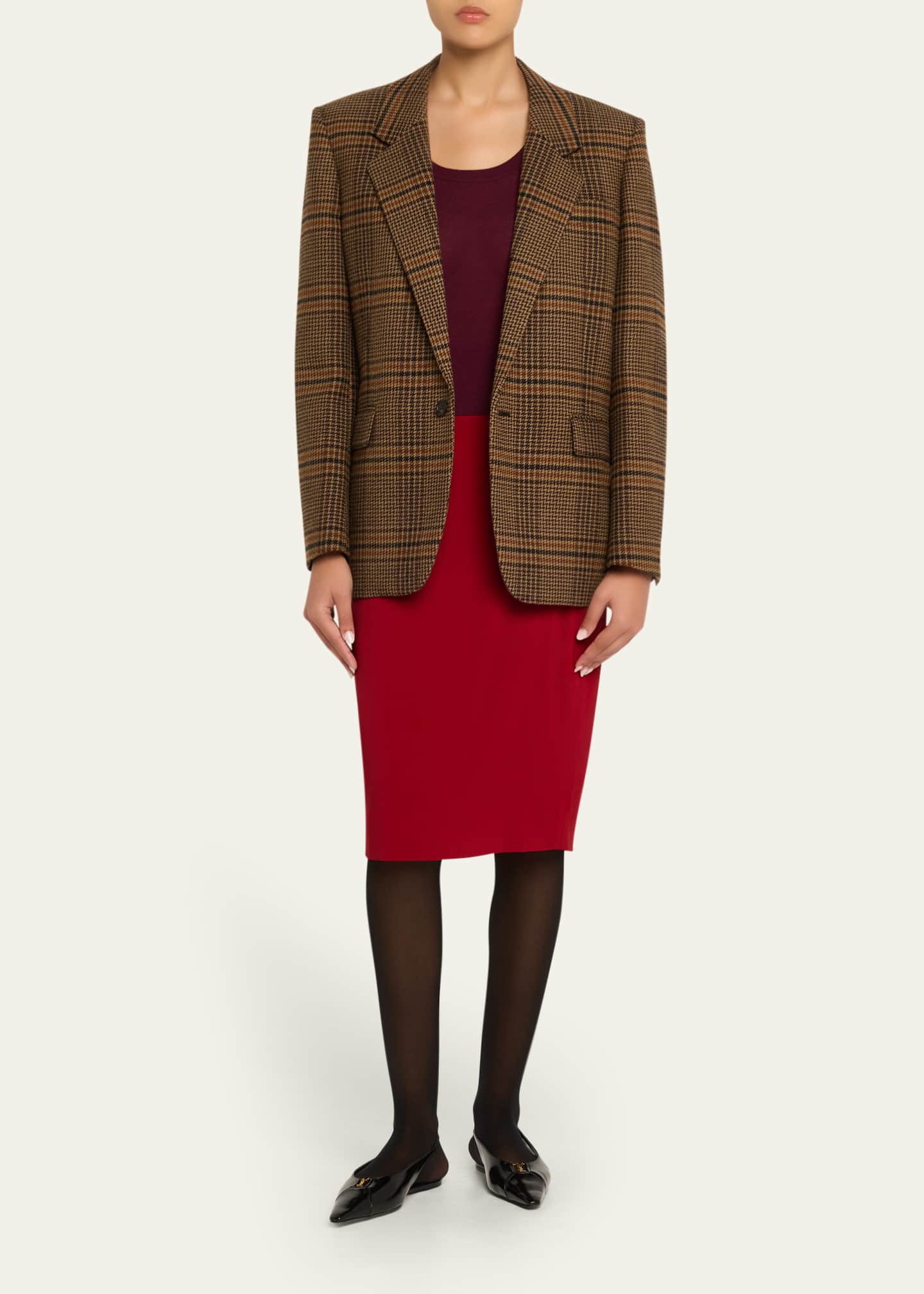 Saint Laurent Oversized Check Single-Breasted Blazer Jacket