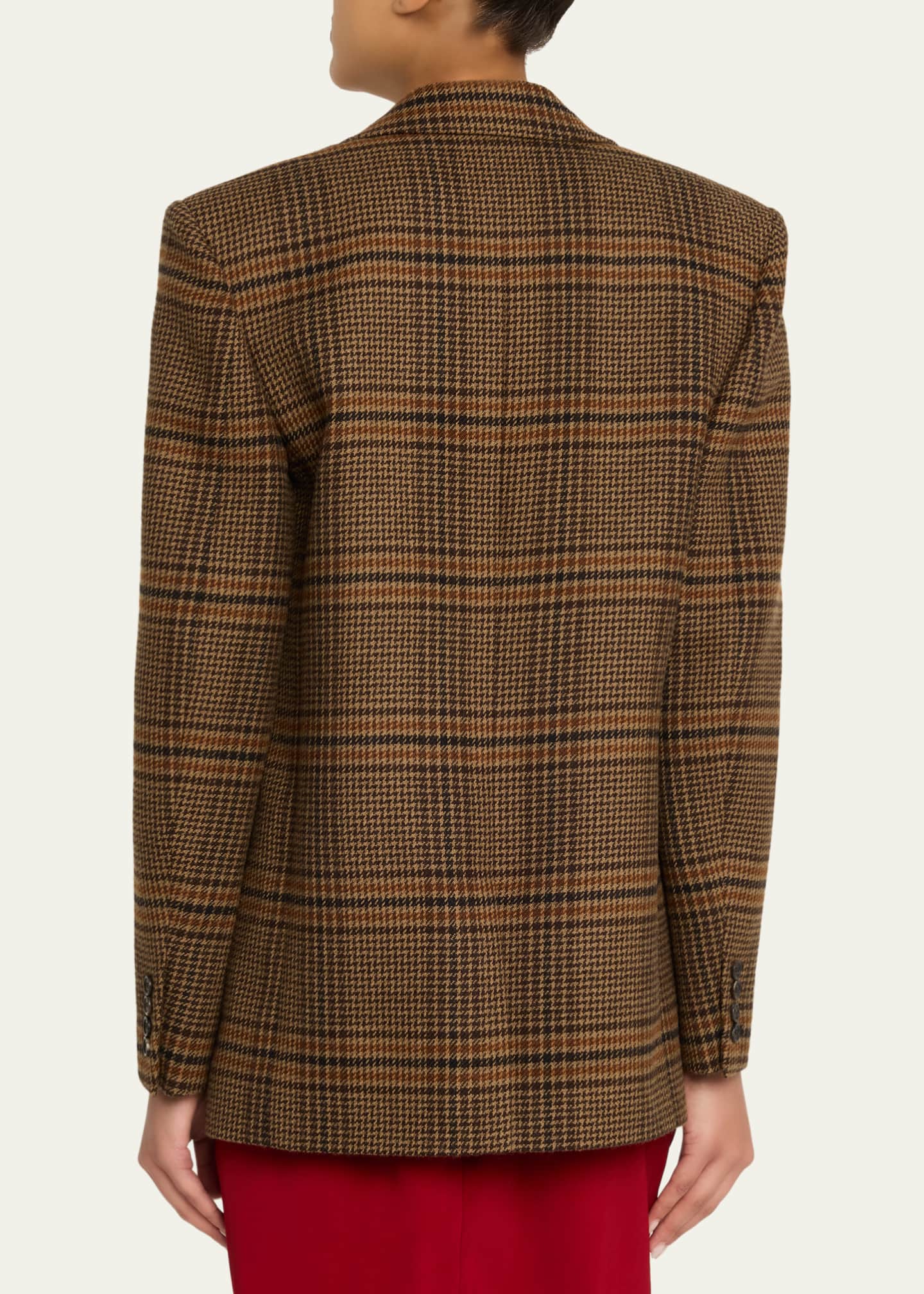 Saint Laurent Oversized Check Single-Breasted Blazer Jacket