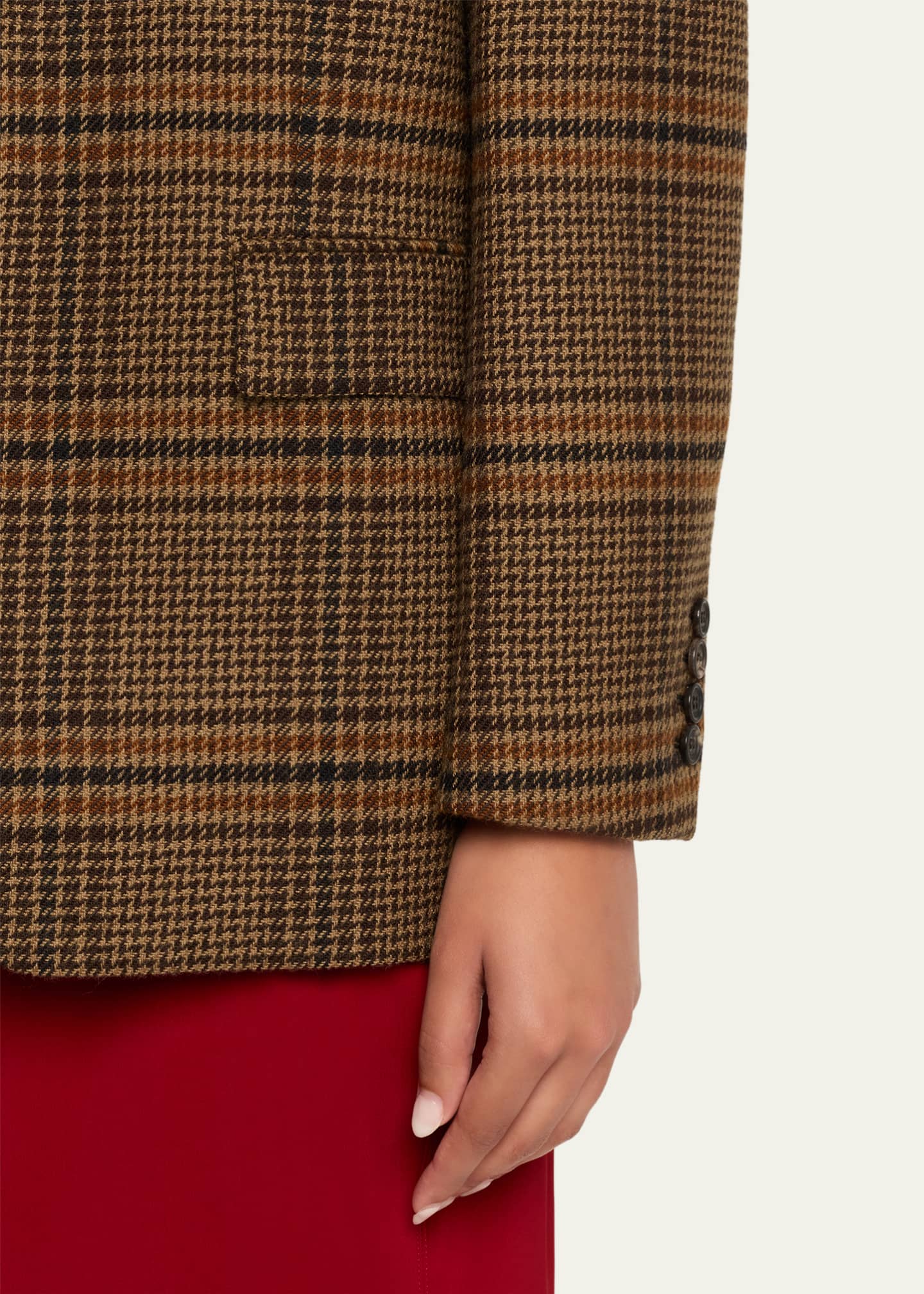 Saint Laurent Oversized Check Single-Breasted Blazer Jacket