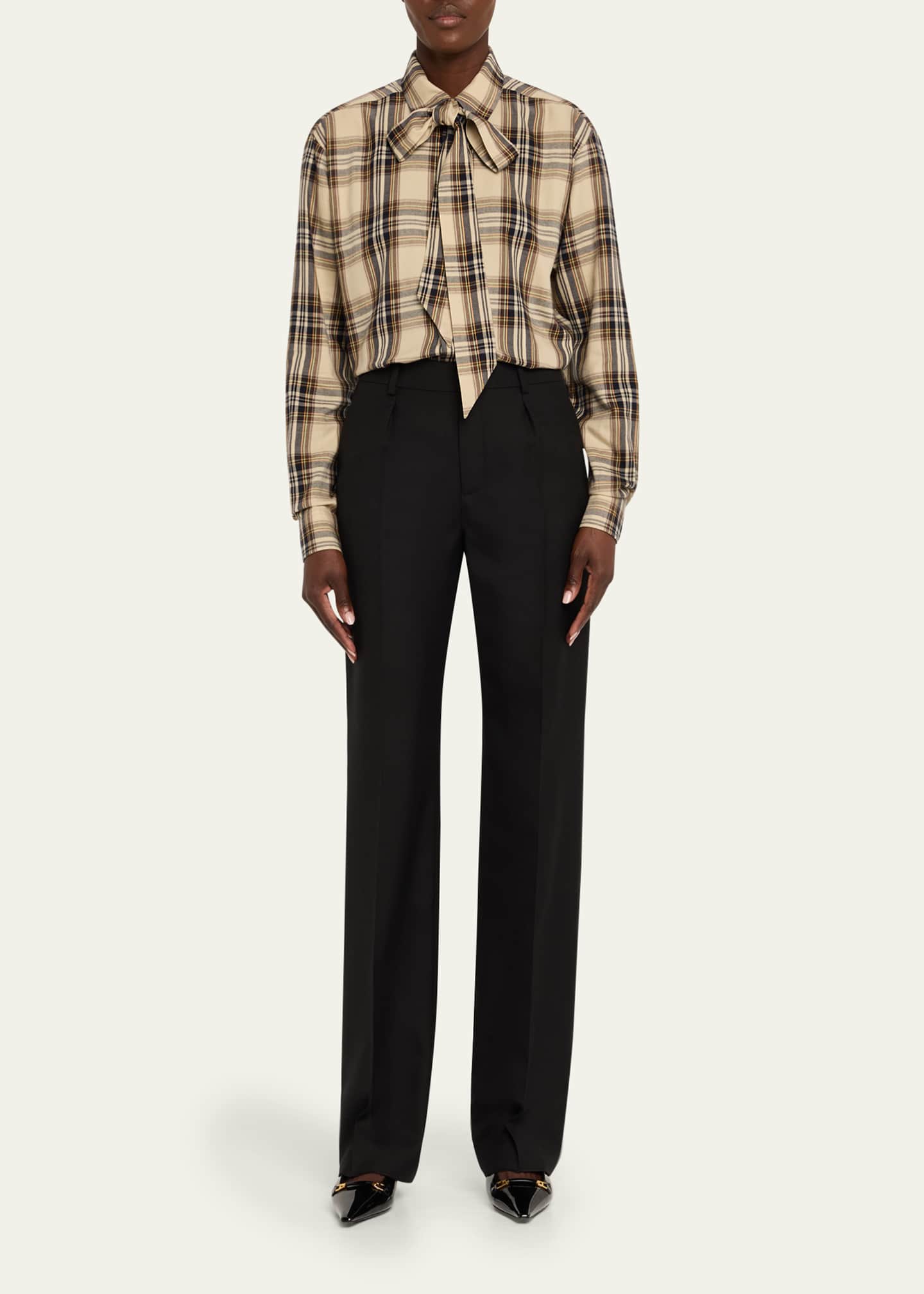 Saint Laurent Wool Straight-Leg Suiting Trousers Image 2 of 5