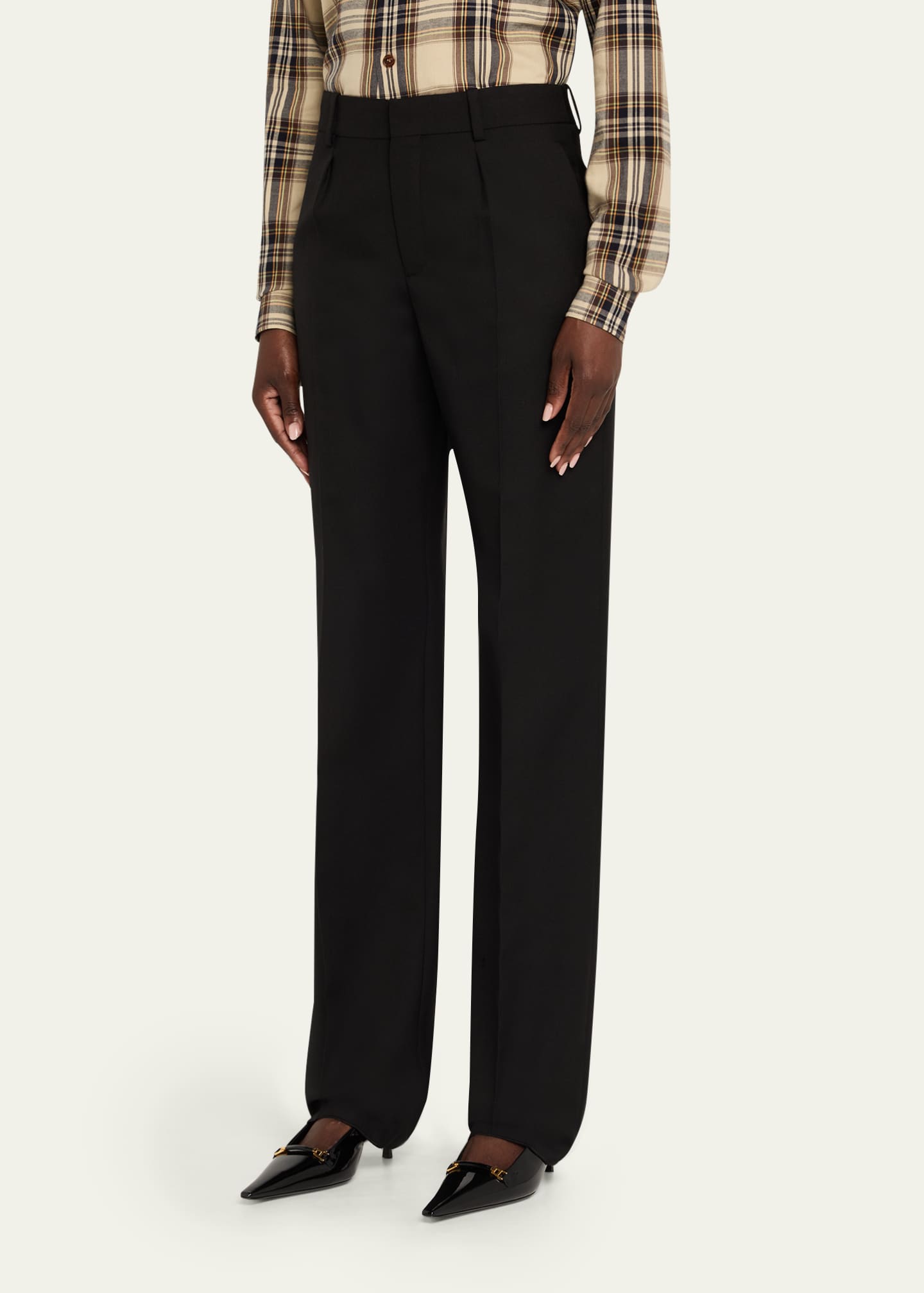 Saint Laurent Wool Straight-Leg Suiting Trousers Image 4 of 5