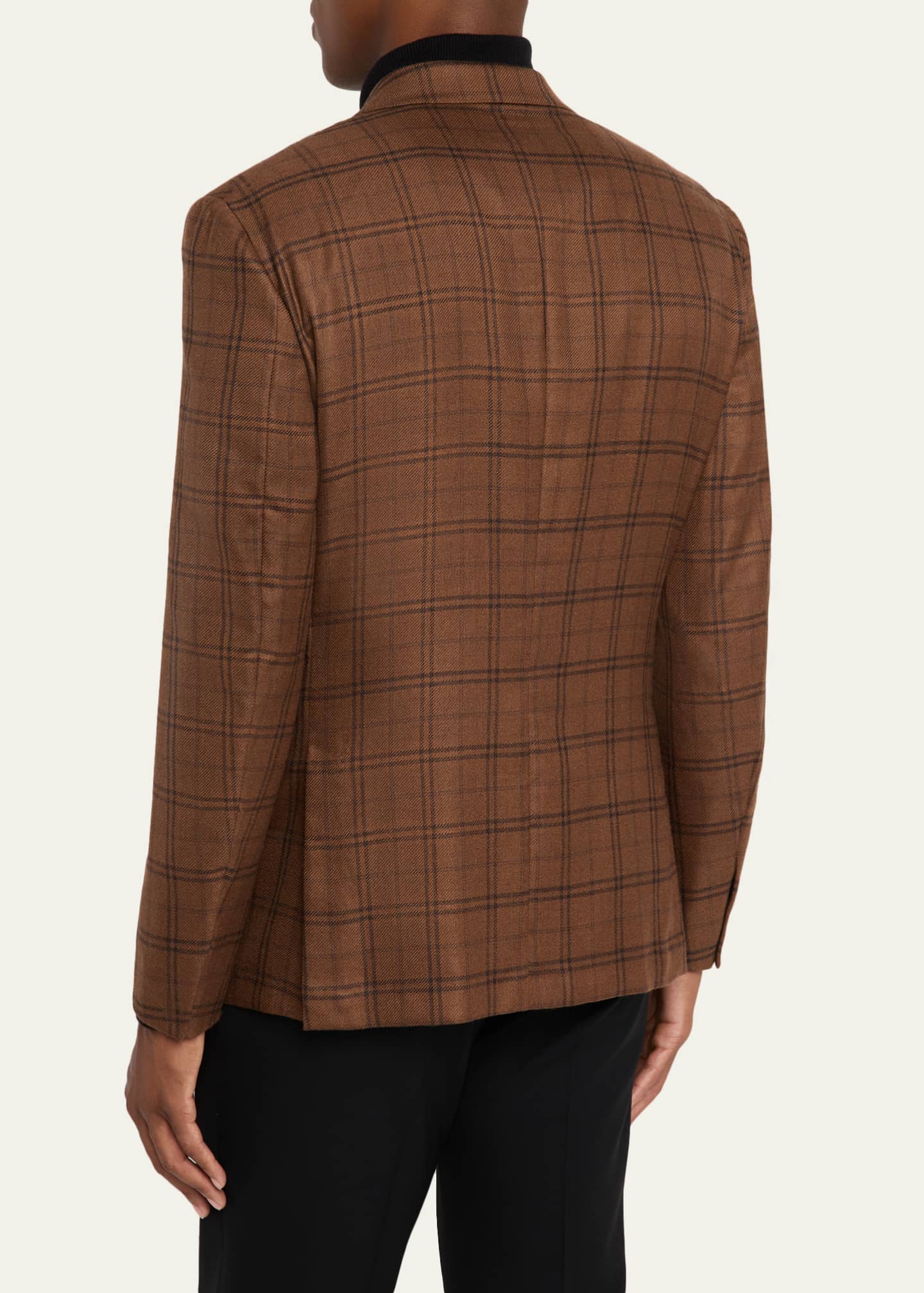 ZEGNA Men's Cashmere and Silk Plaid Single-Breasted Sport Coat Image 3 of 8