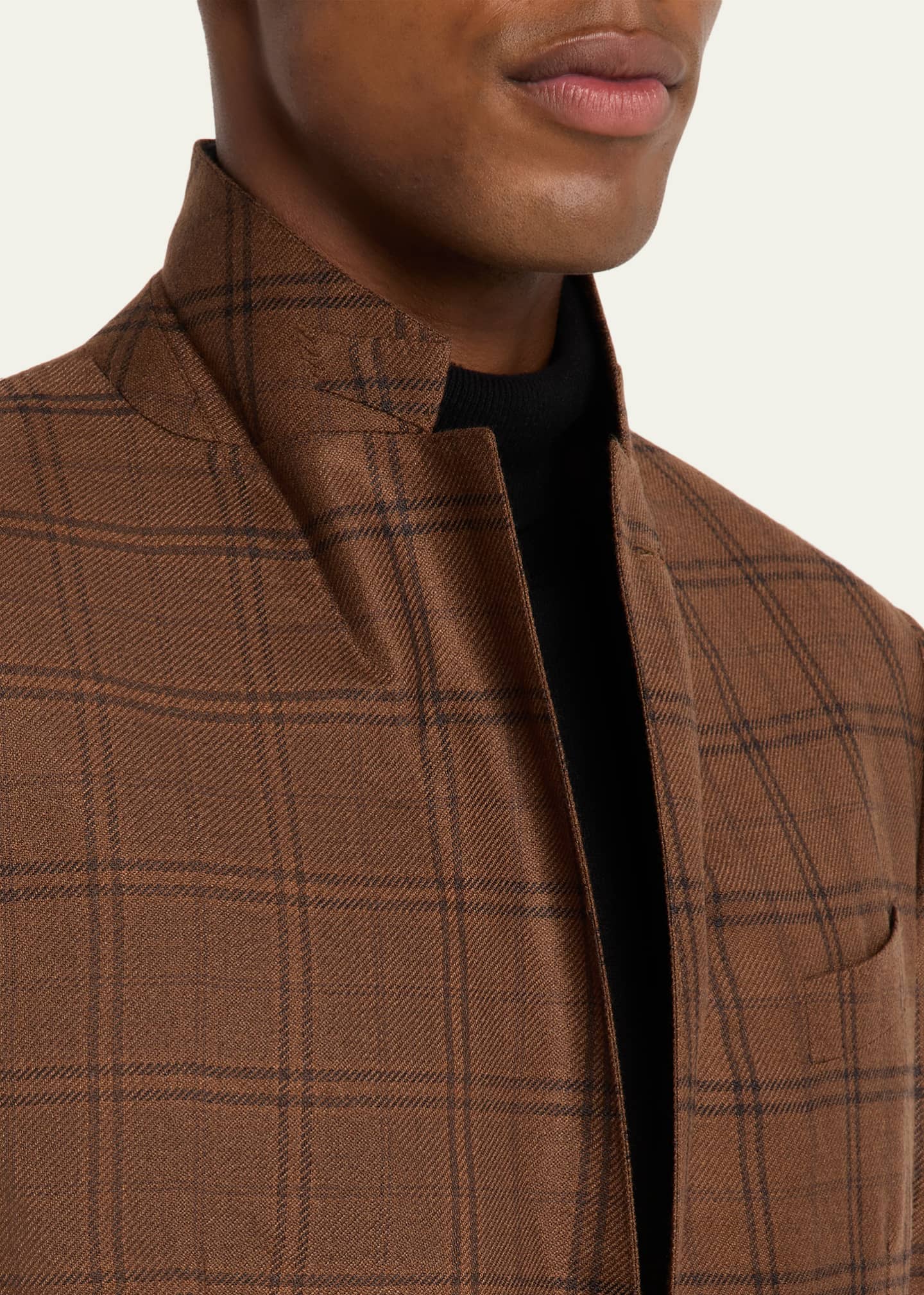 ZEGNA Men's Cashmere and Silk Plaid Single-Breasted Sport Coat Image 7 of 8