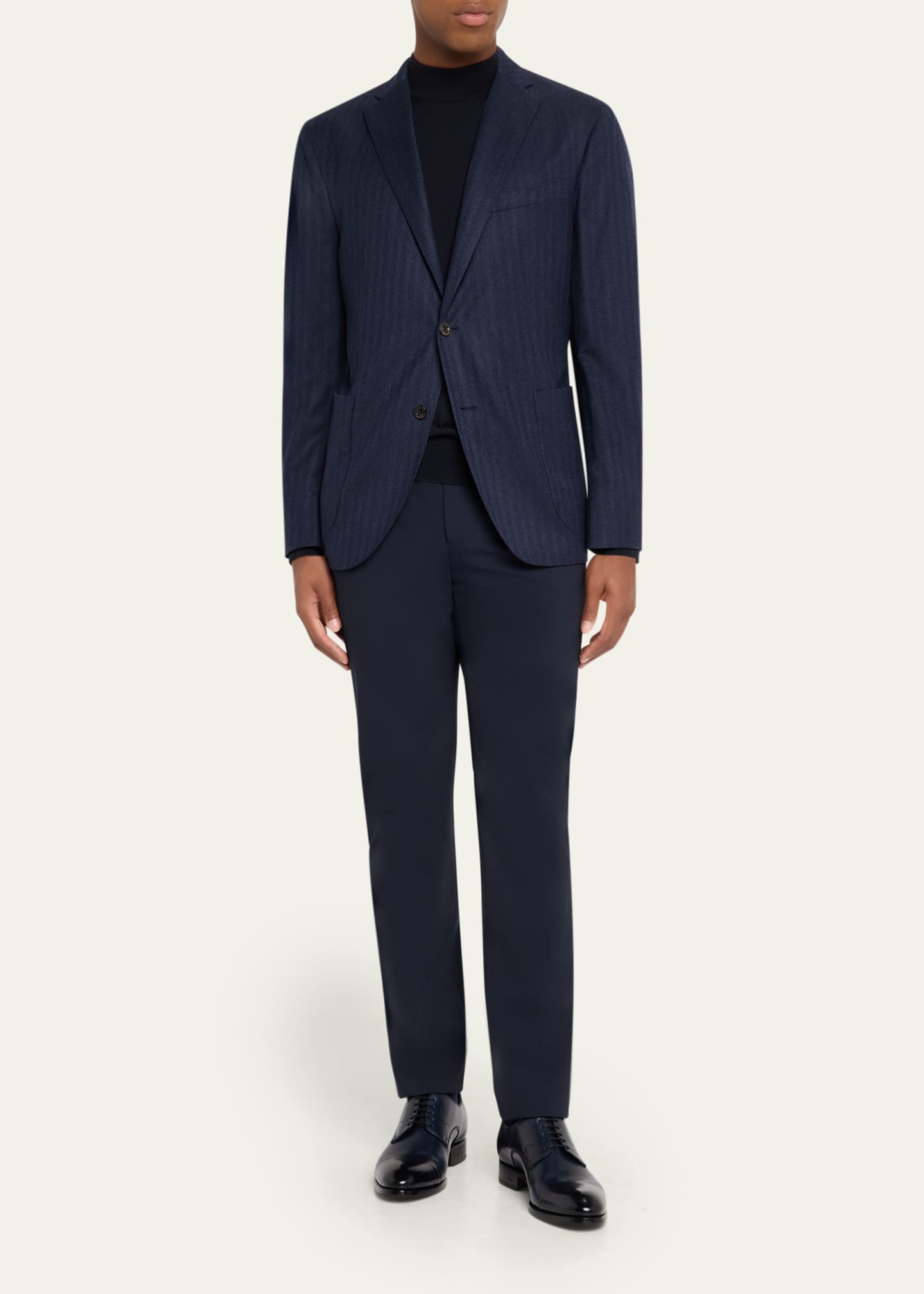 Boglioli Men's Wool and Silk Herringbone Notch-Lapel Sport Coat Image 2 of 8