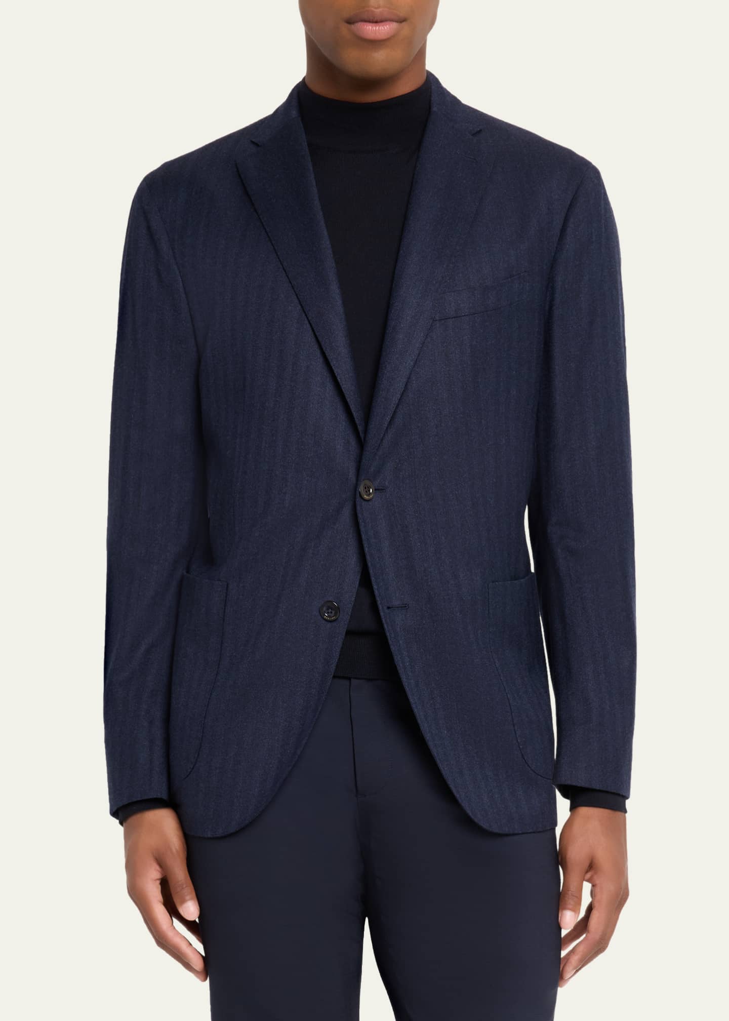 Boglioli Men's Wool and Silk Herringbone Notch-Lapel Sport Coat Image 4 of 8