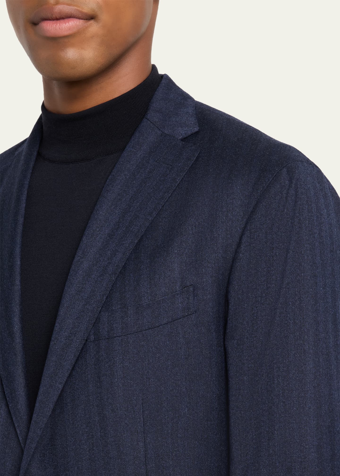 Boglioli Men's Wool and Silk Herringbone Notch-Lapel Sport Coat Image 5 of 8
