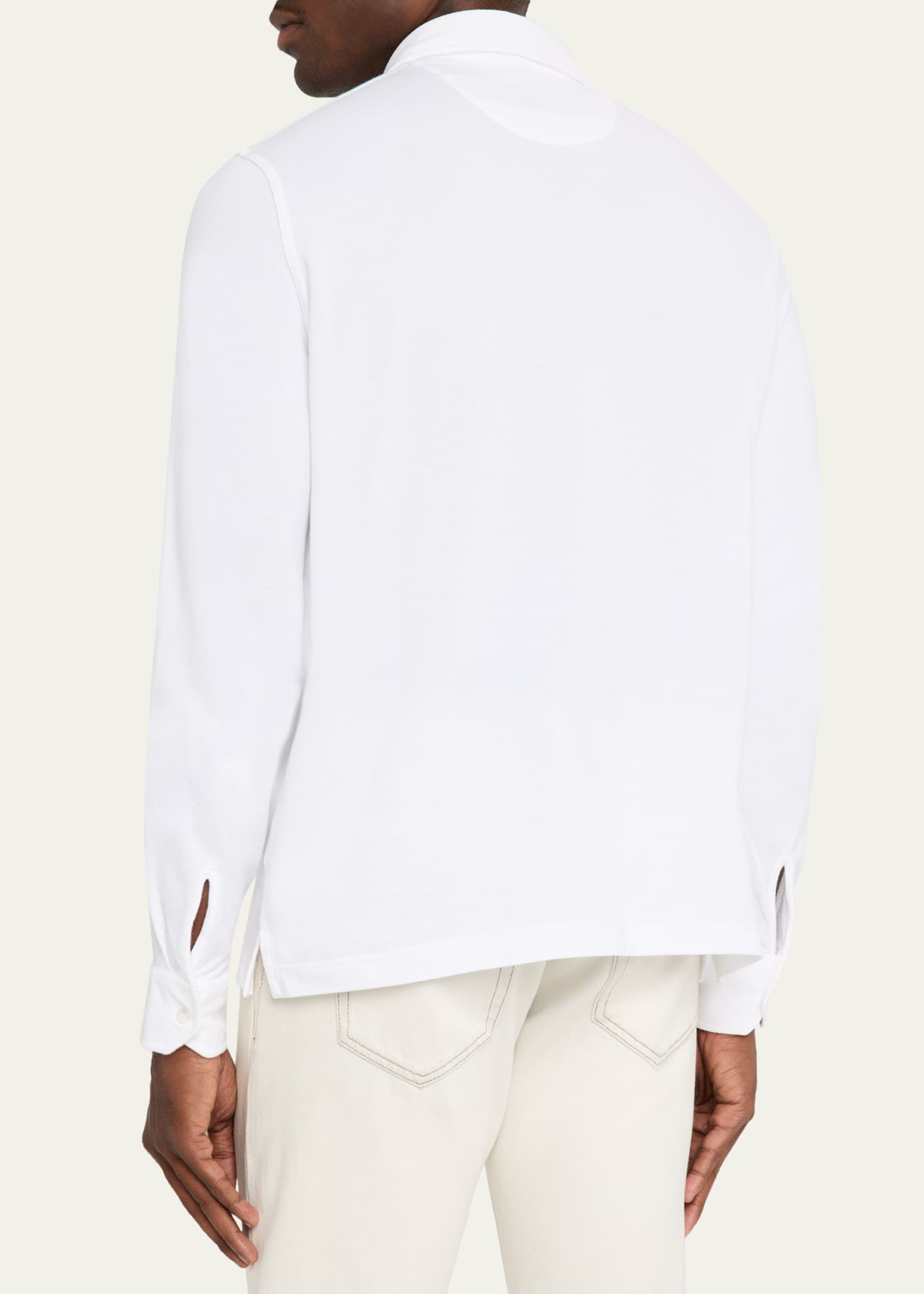 Fedeli Men's Giza Cotton Long-Sleeve Pique Polo Shirt Image 3 of 5