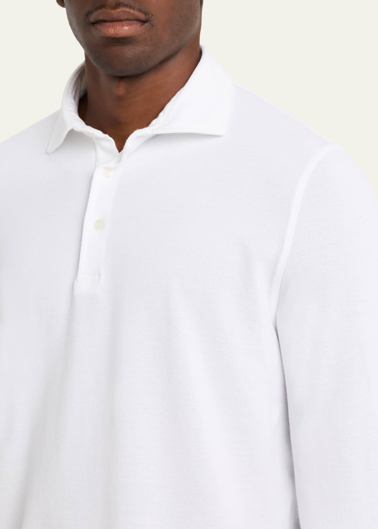 Fedeli Men's Giza Cotton Long-Sleeve Pique Polo Shirt Image 5 of 5