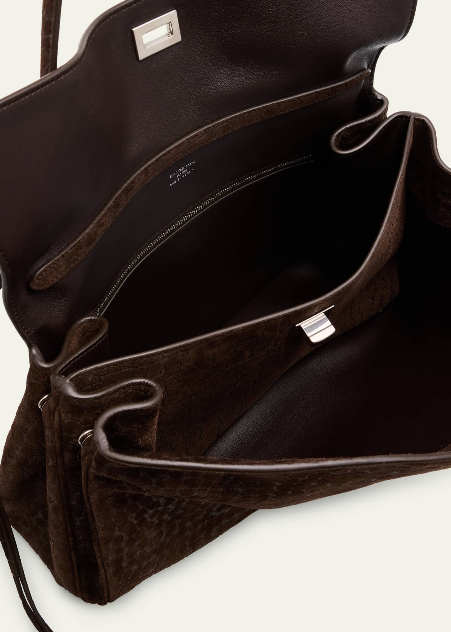 Rodeo Medium Croc-Embossed Suede Top-Handle Bag