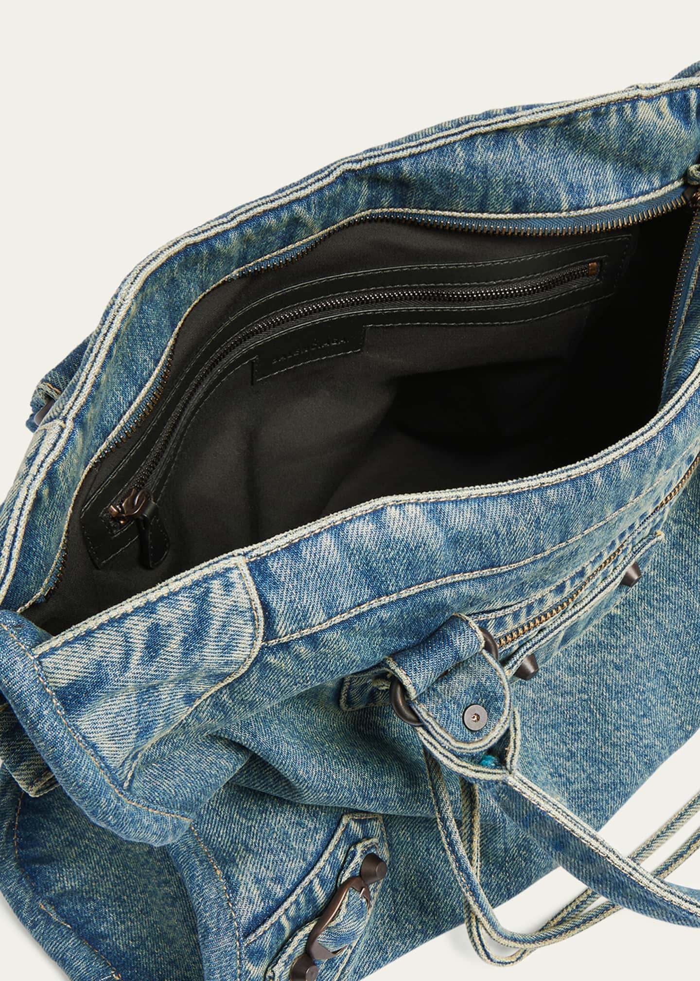 Le City Medium Washed Denim Shoulder Bag