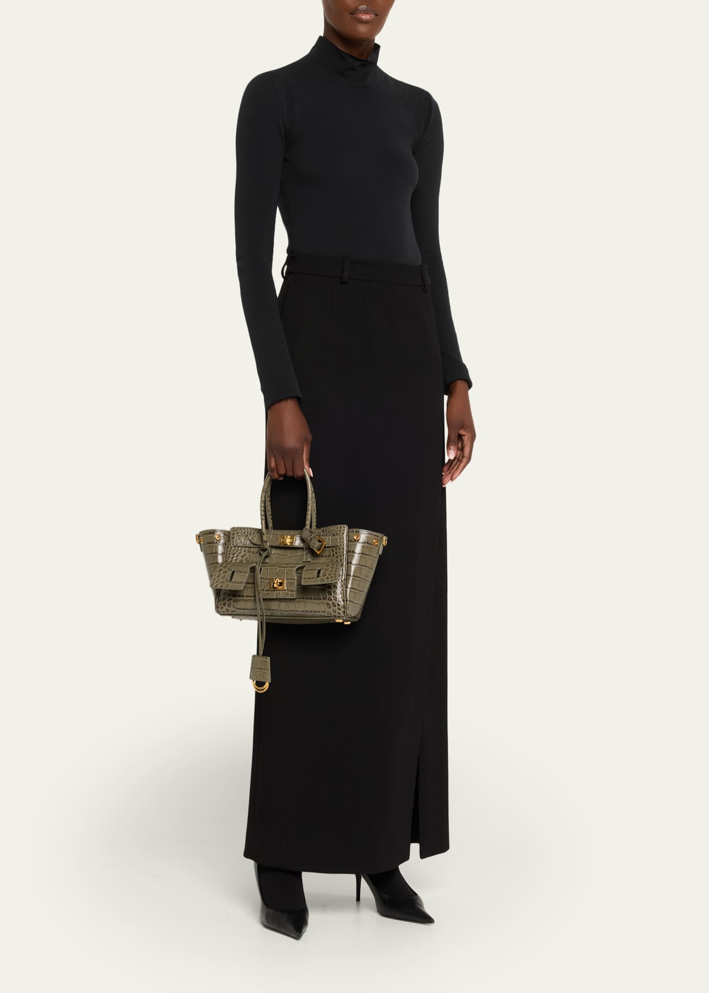 バッグ BALENCIAGA BB CROCO MINI BOSTON BAG Balenciaga Bel Air Mini Croc-Embossed Leather Top-Handle Bag