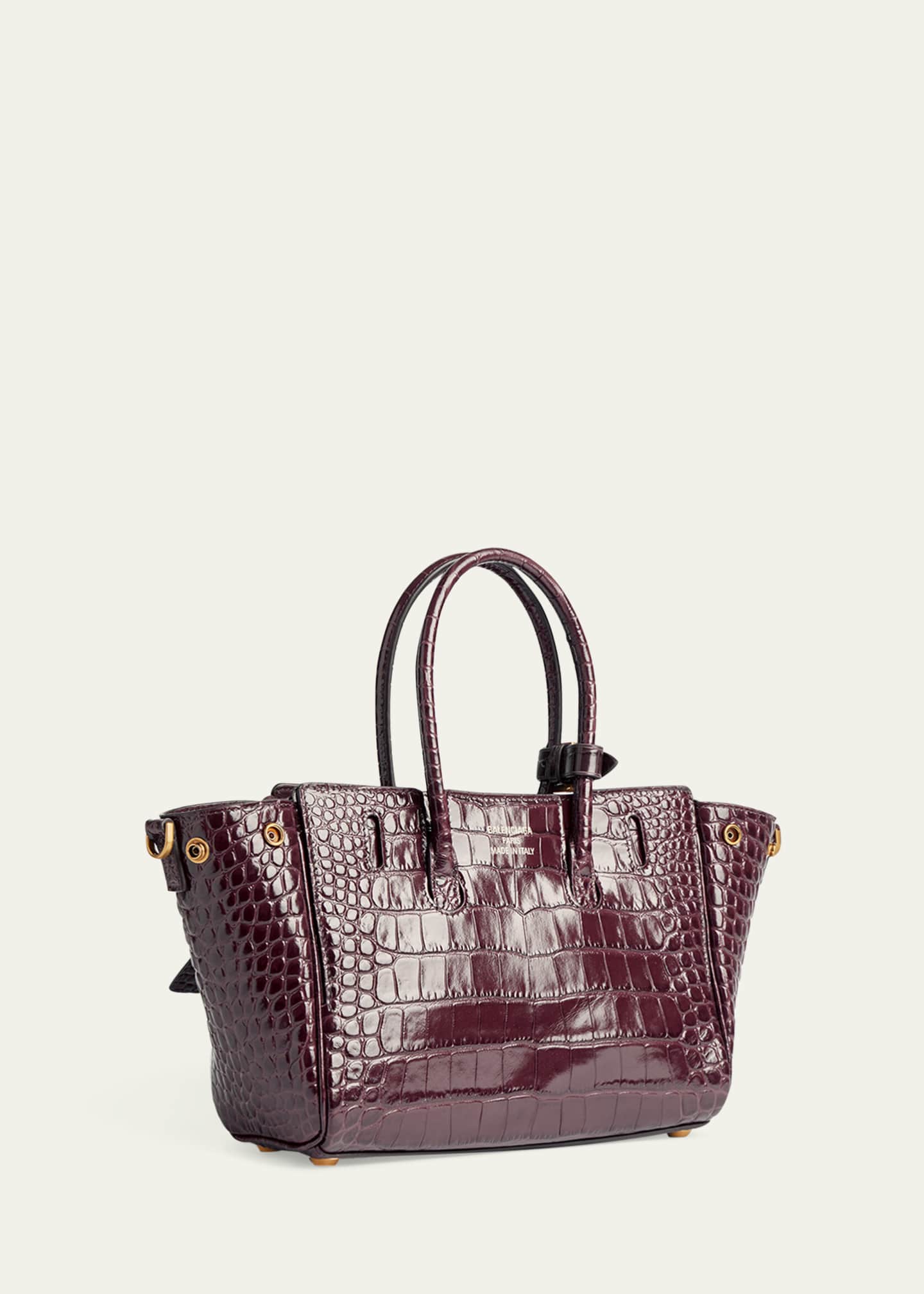 Balenciaga Bel Air Mini Croc-Embossed Leather Crossbody Bag Image 3 of 6