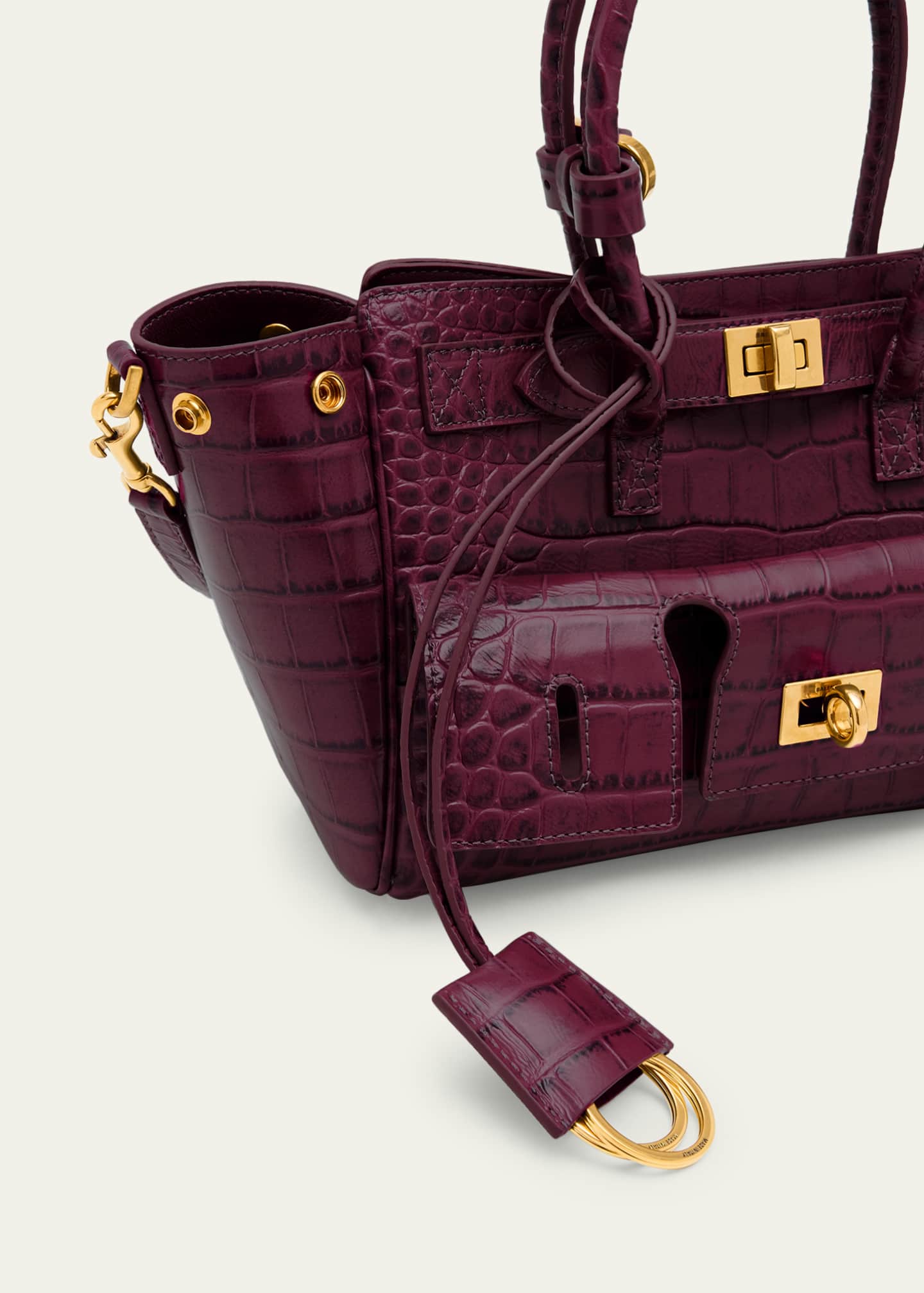 Balenciaga Bel Air Mini Croc-Embossed Leather Crossbody Bag Image 6 of 6