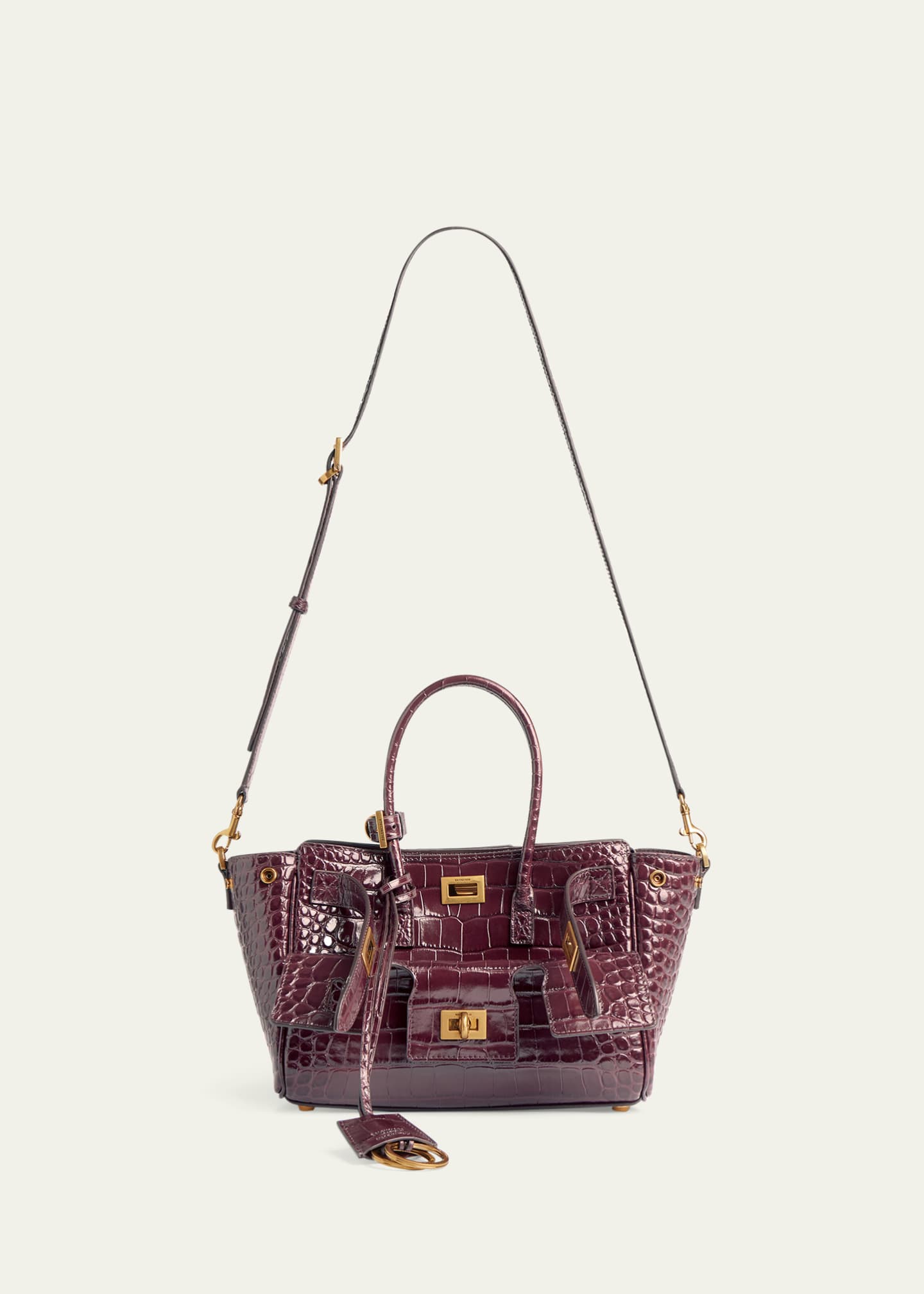 Balenciaga Bel Air Mini Croc-Embossed Leather Crossbody Bag Image 5 of 6