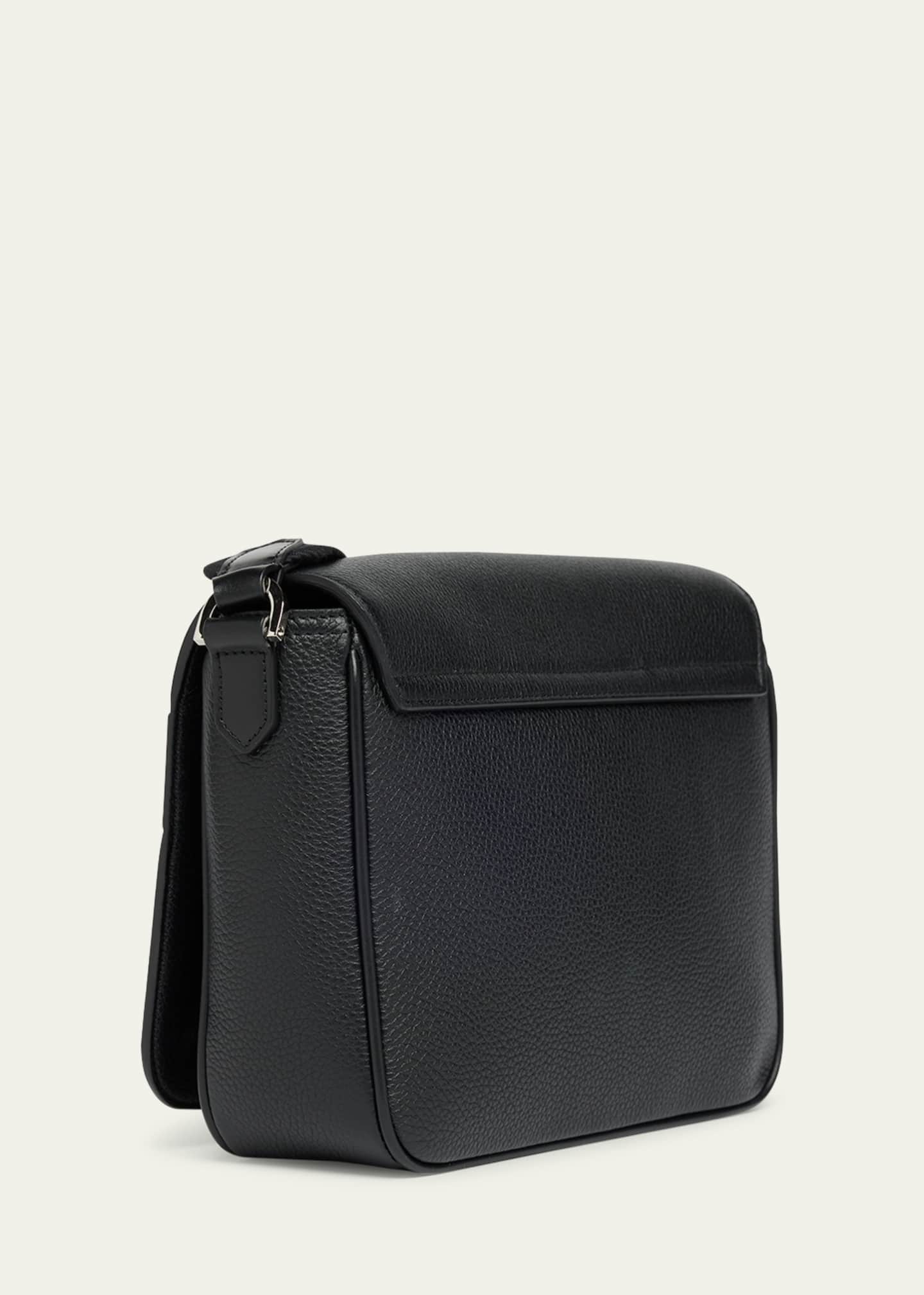TOM FORD Men's Soft Grain Leather Flap Messenger Bag Image 3 of 6