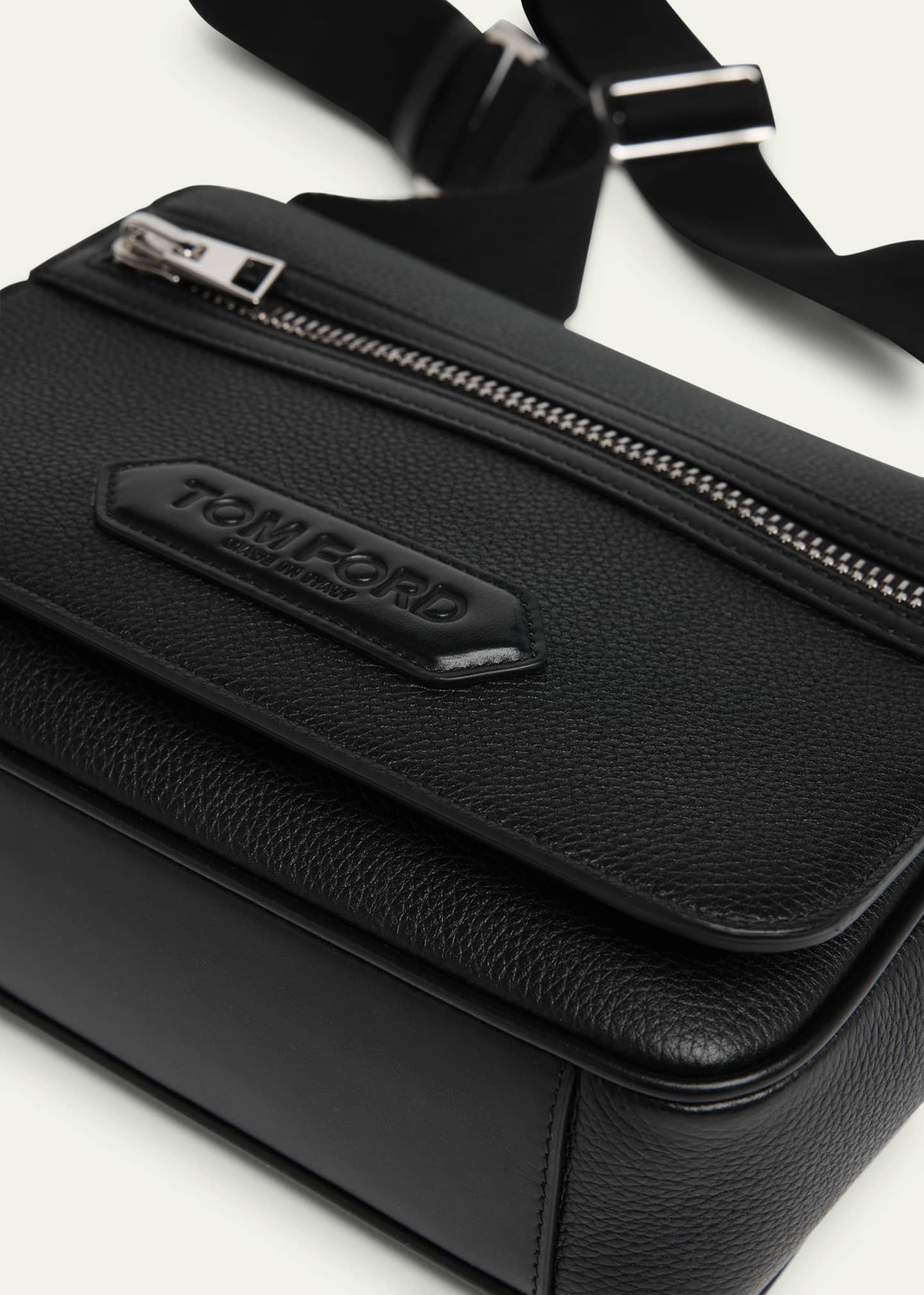 TOM FORD Men's Soft Grain Leather Flap Messenger Bag Image 6 of 6
