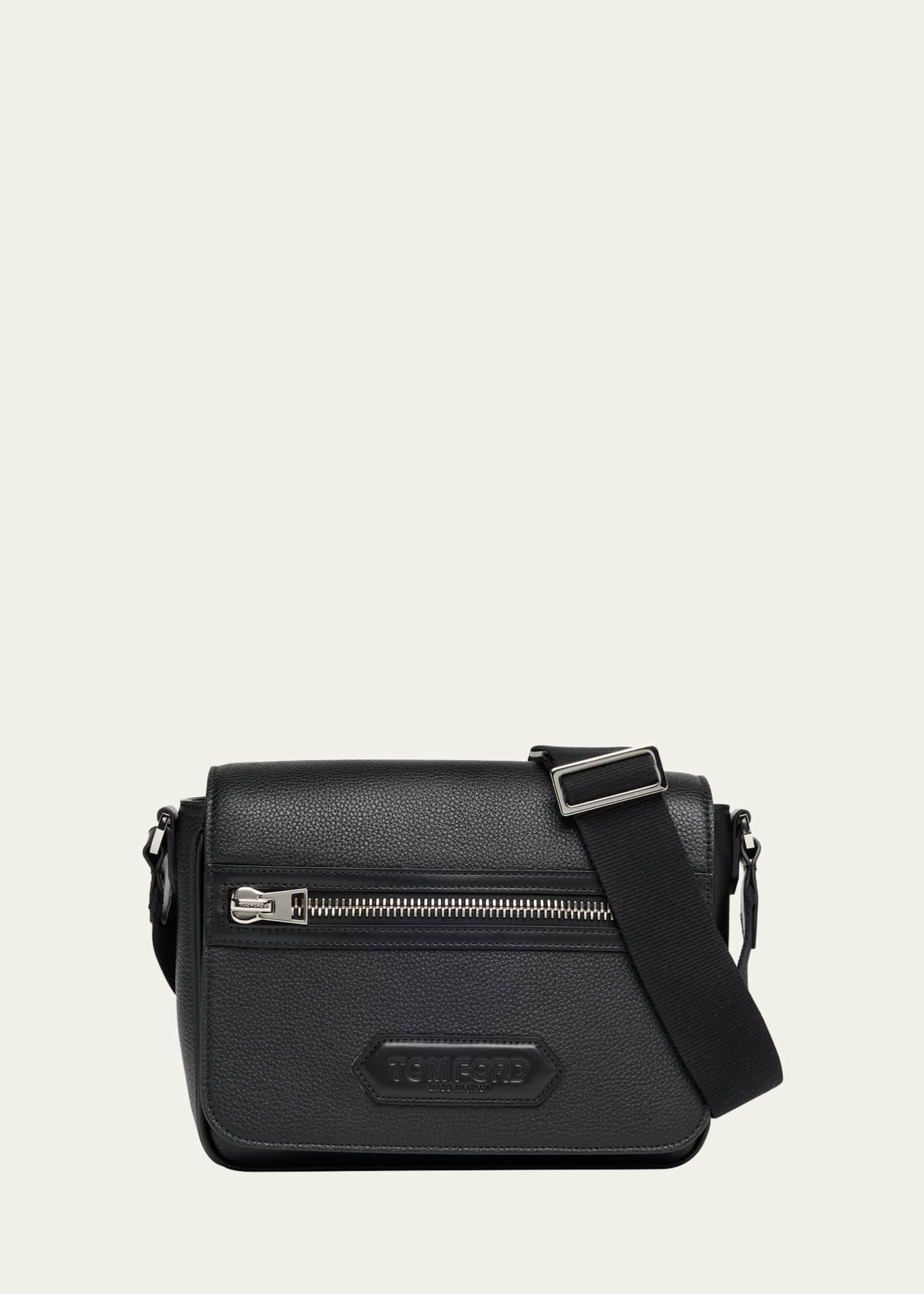 TOM FORD Men's Soft Grain Leather Flap Messenger Bag Image 1 of 6