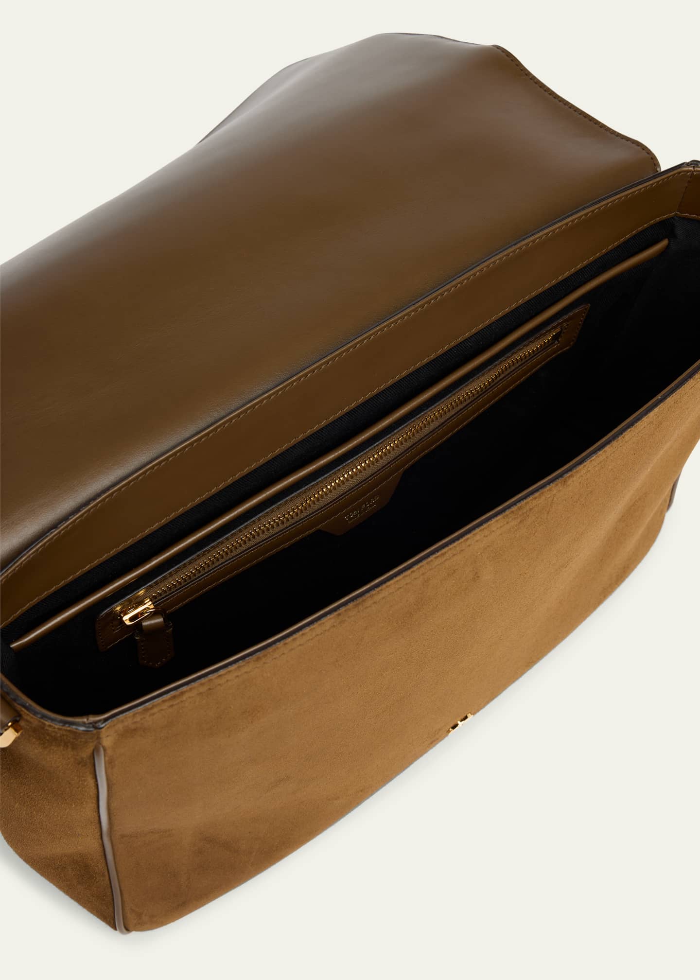 TOM FORD Men's Buckley Suede Large Flap Messenger Bag Image 4 of 6