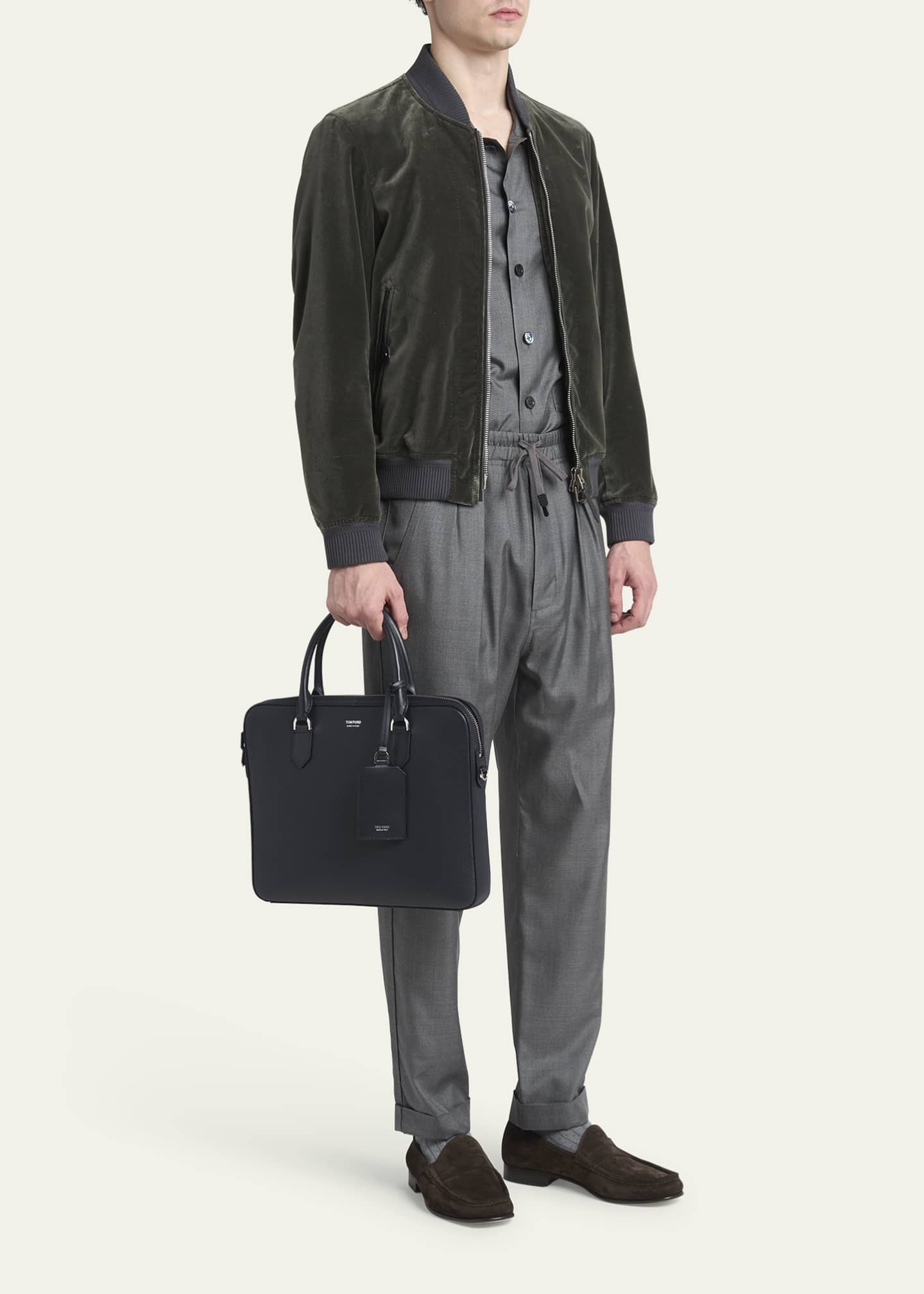 TOM FORD Men's Elliot Soft Grain Leather Briefcase Image 5 of 6