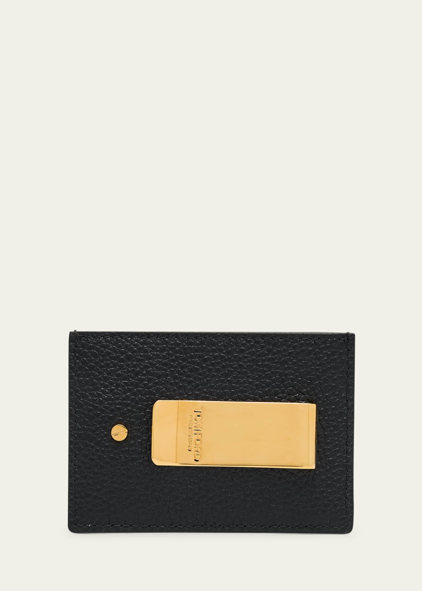 TOM FORD Men's Grained Leather Money Clip Card Case Image 3 of 4