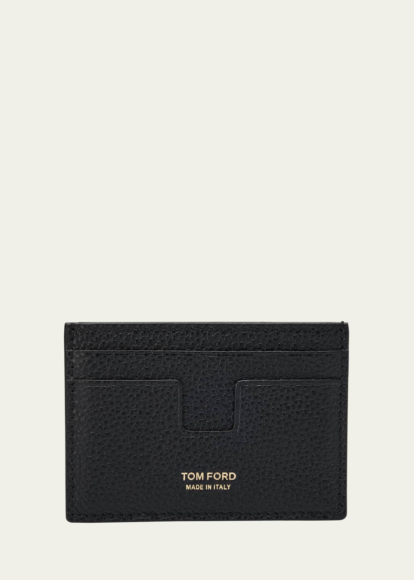 TOM FORD Men's Grained Leather Money Clip Card Case Image 1 of 4