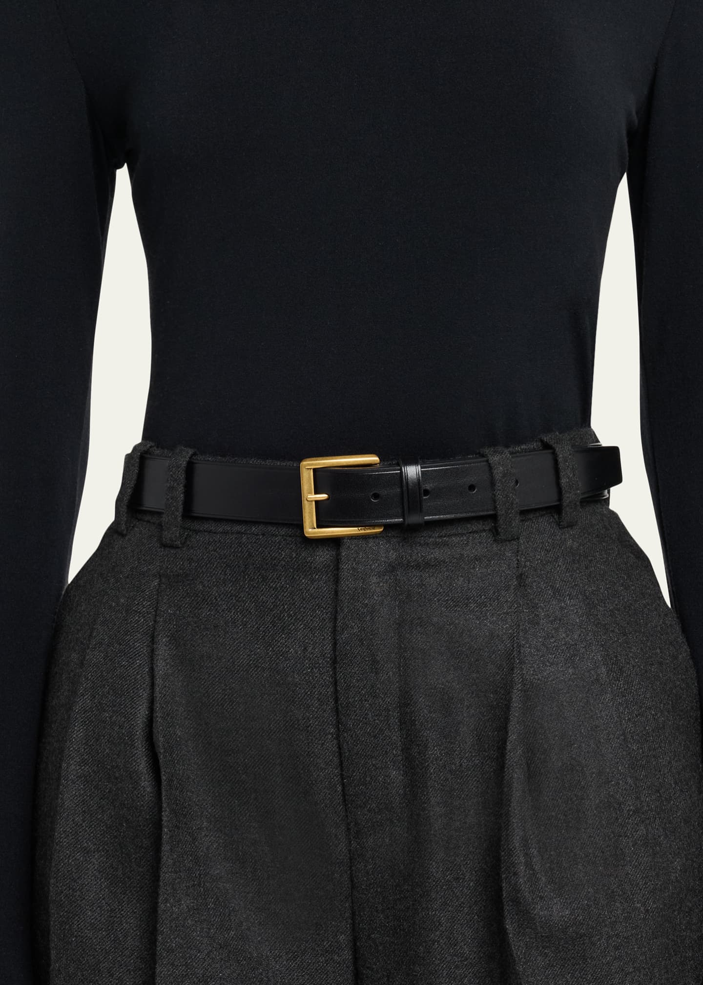 Saint Laurent Minimal Leather Belt - Bergdorf Goodman