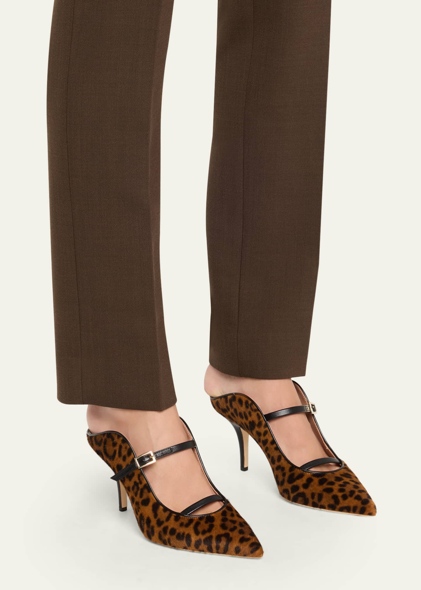 Malone Souliers Gala Leopard-Printed Calf Hair Mule Pumps Image 2 of 6