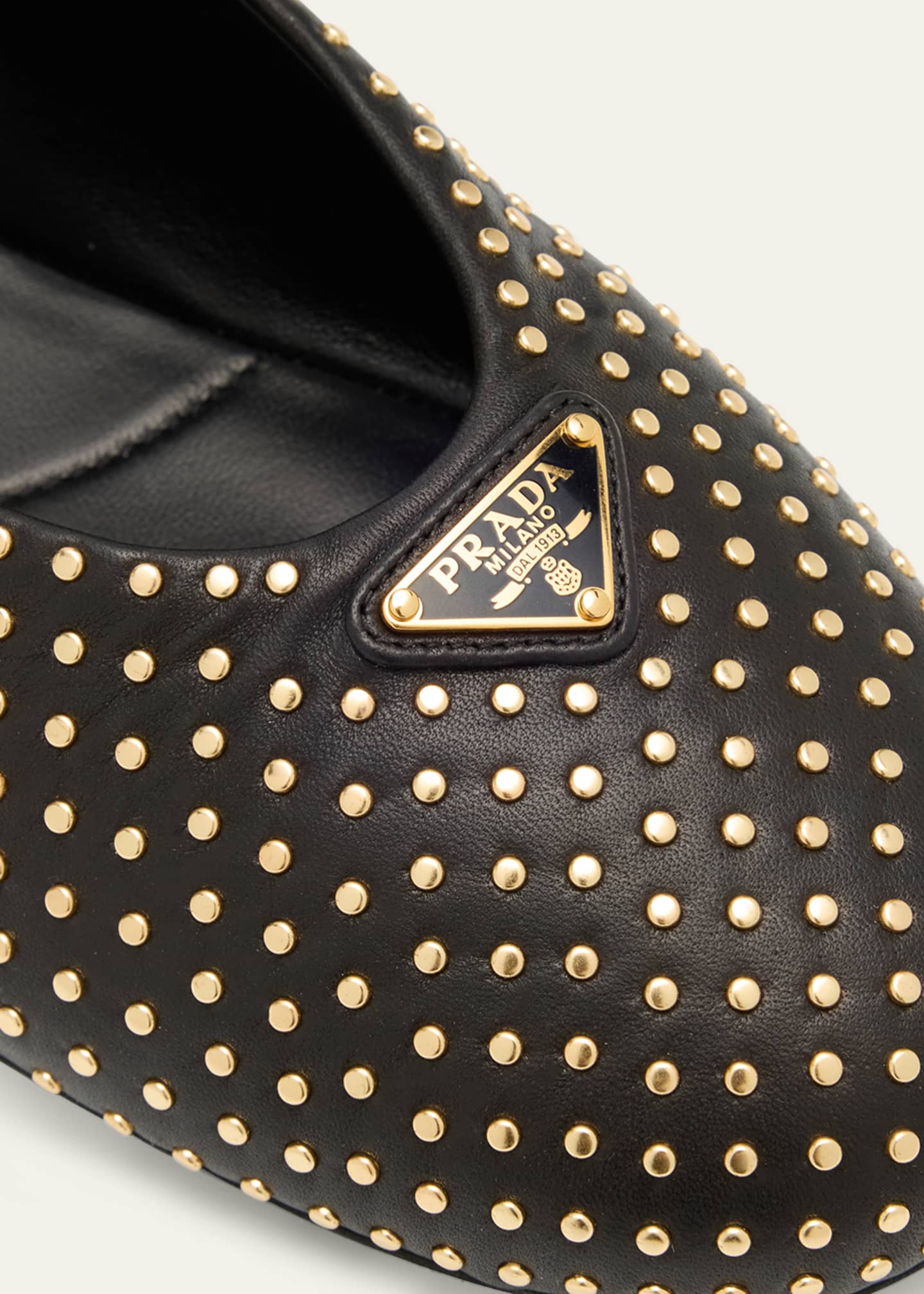 Prada Embellished Leather Mary Jane Ballerina Flats Image 5 of 6
