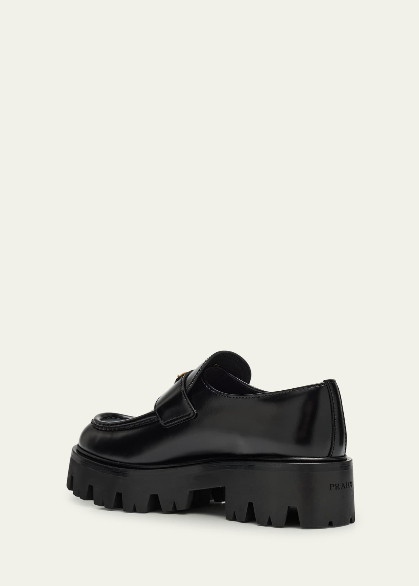 Platform Leather Triangle Logo Loafers
