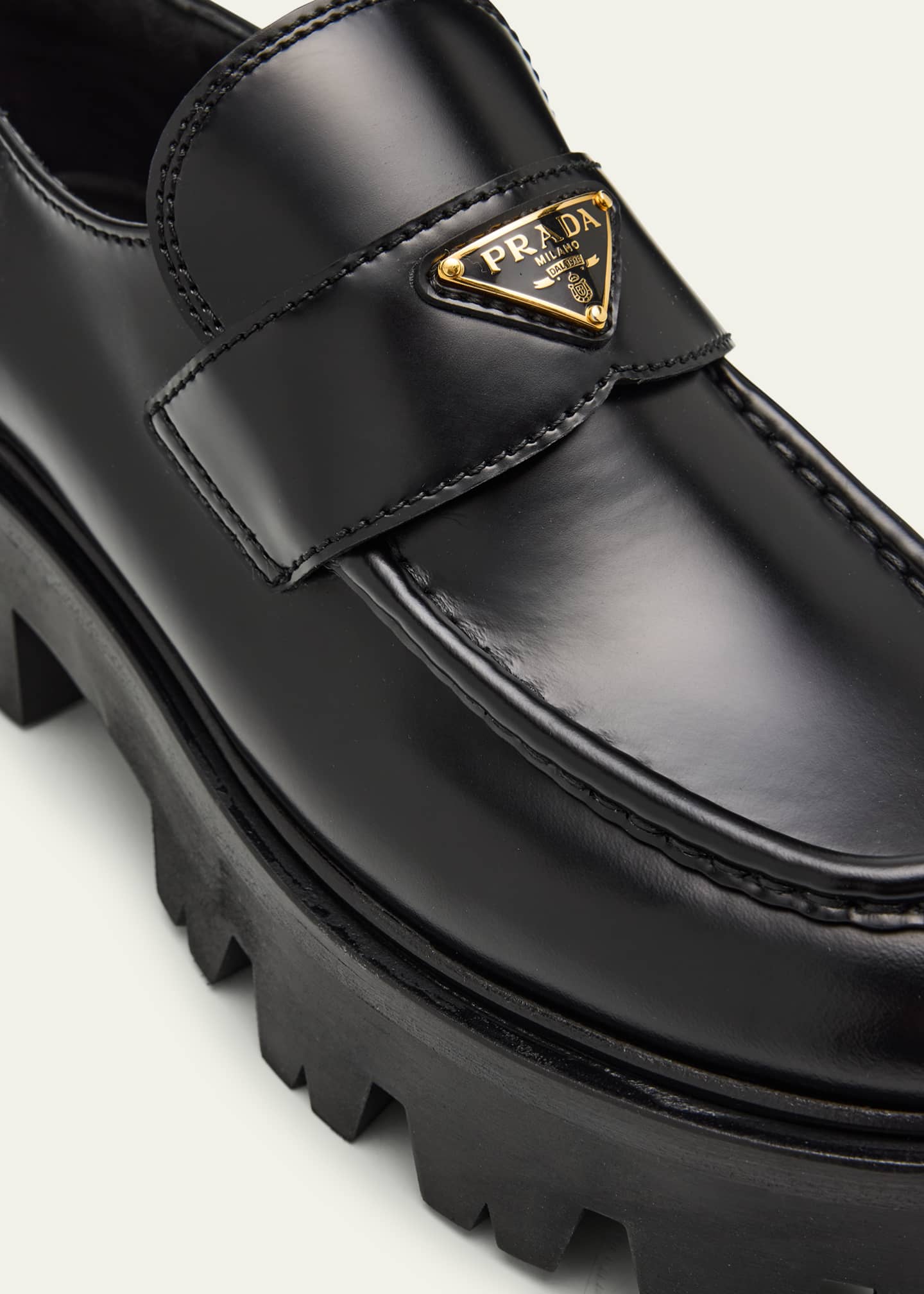 Platform Leather Triangle Logo Loafers