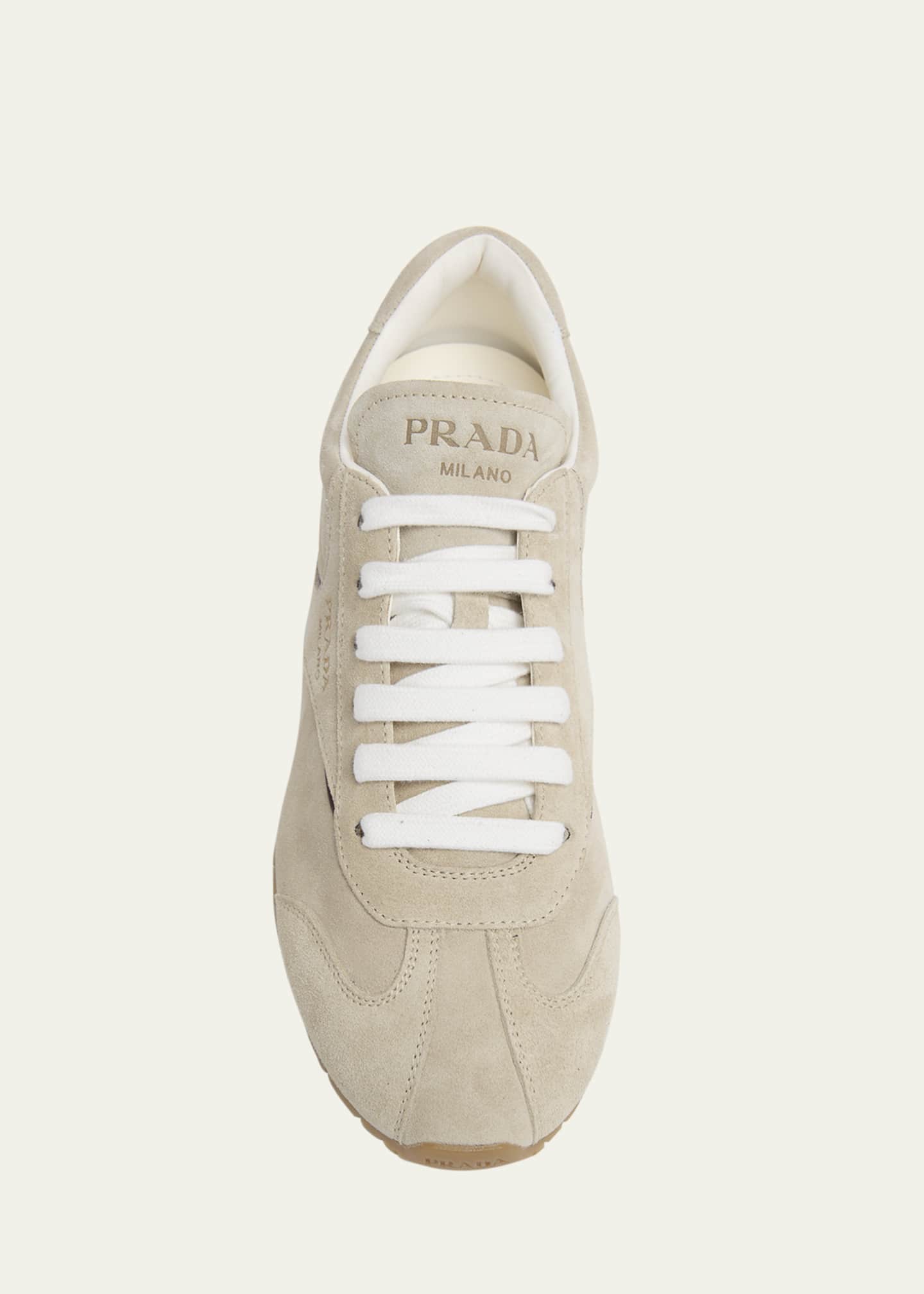 靴 prada sand beige lace up suede sneaker Prada Suede Low-Top Sneakers - Bergdorf Goodman