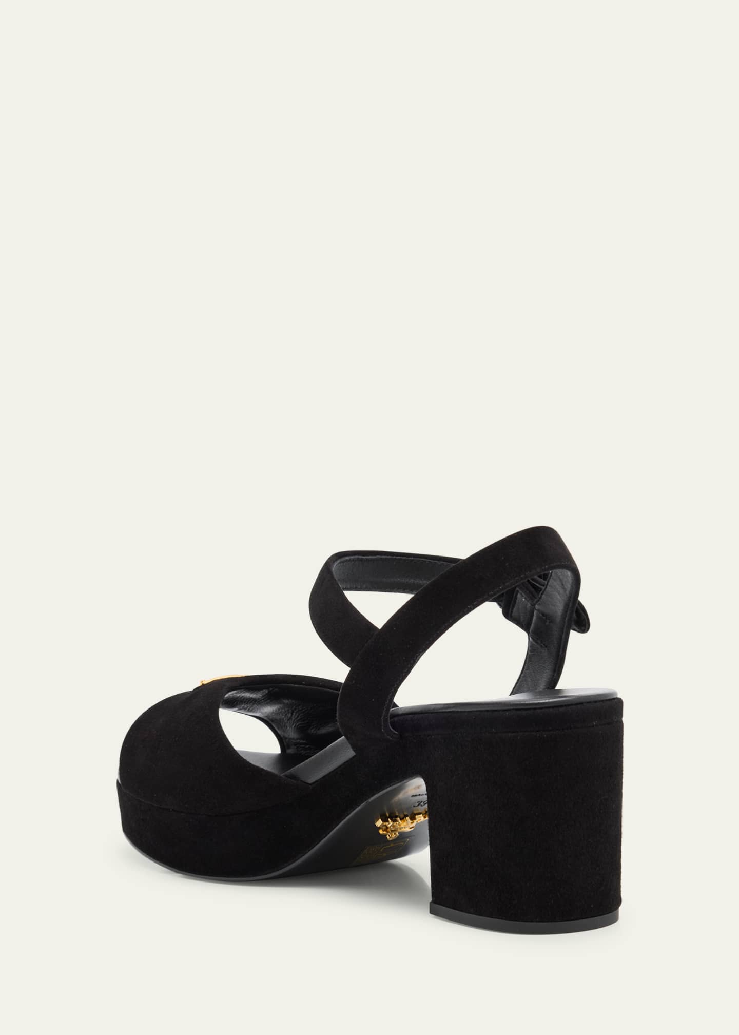 Prada Suede Triangle Logo Platform Sandals - Bergdorf Goodman