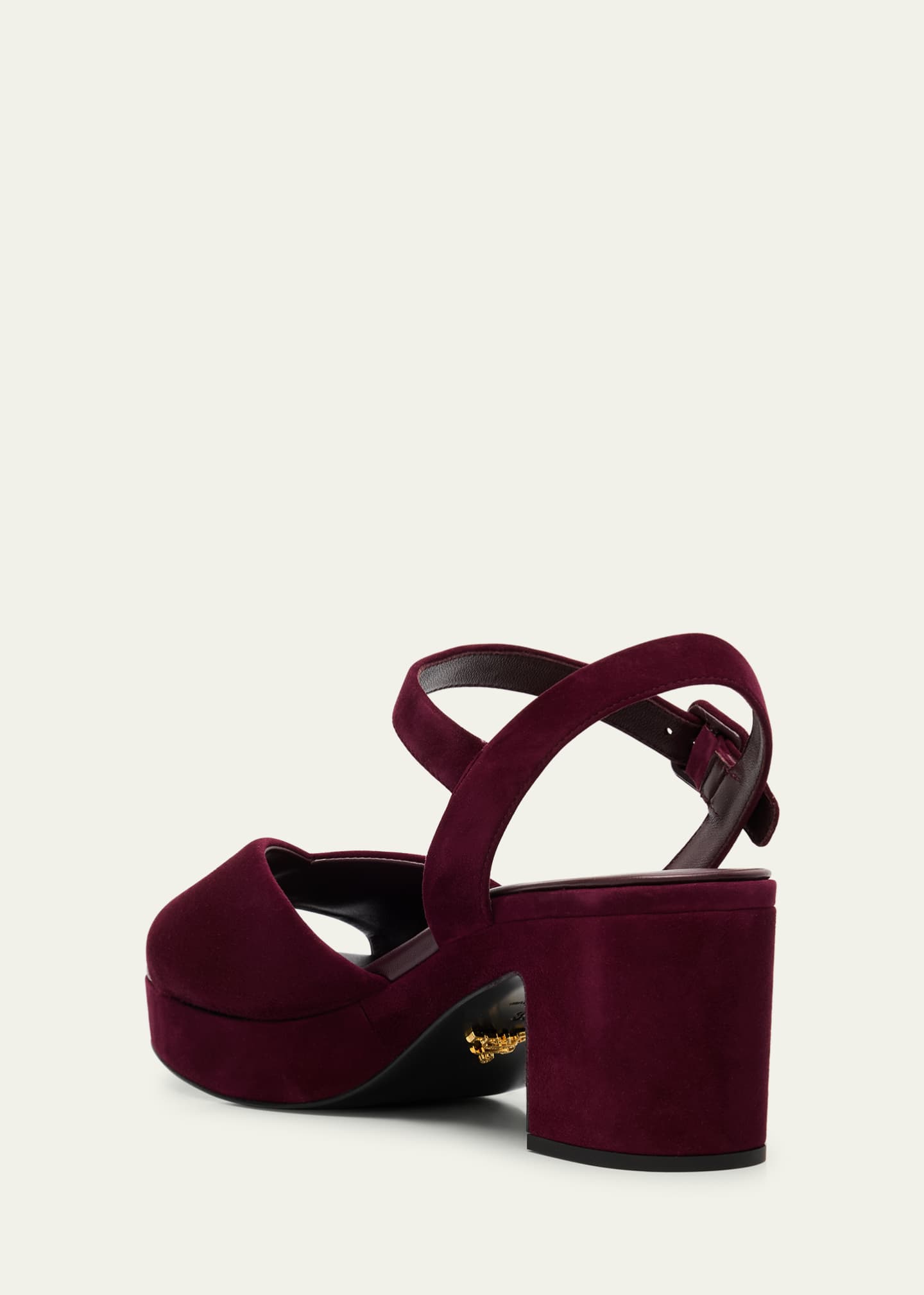 Prada Suede Triangle Logo Platform Sandals - Bergdorf Goodman